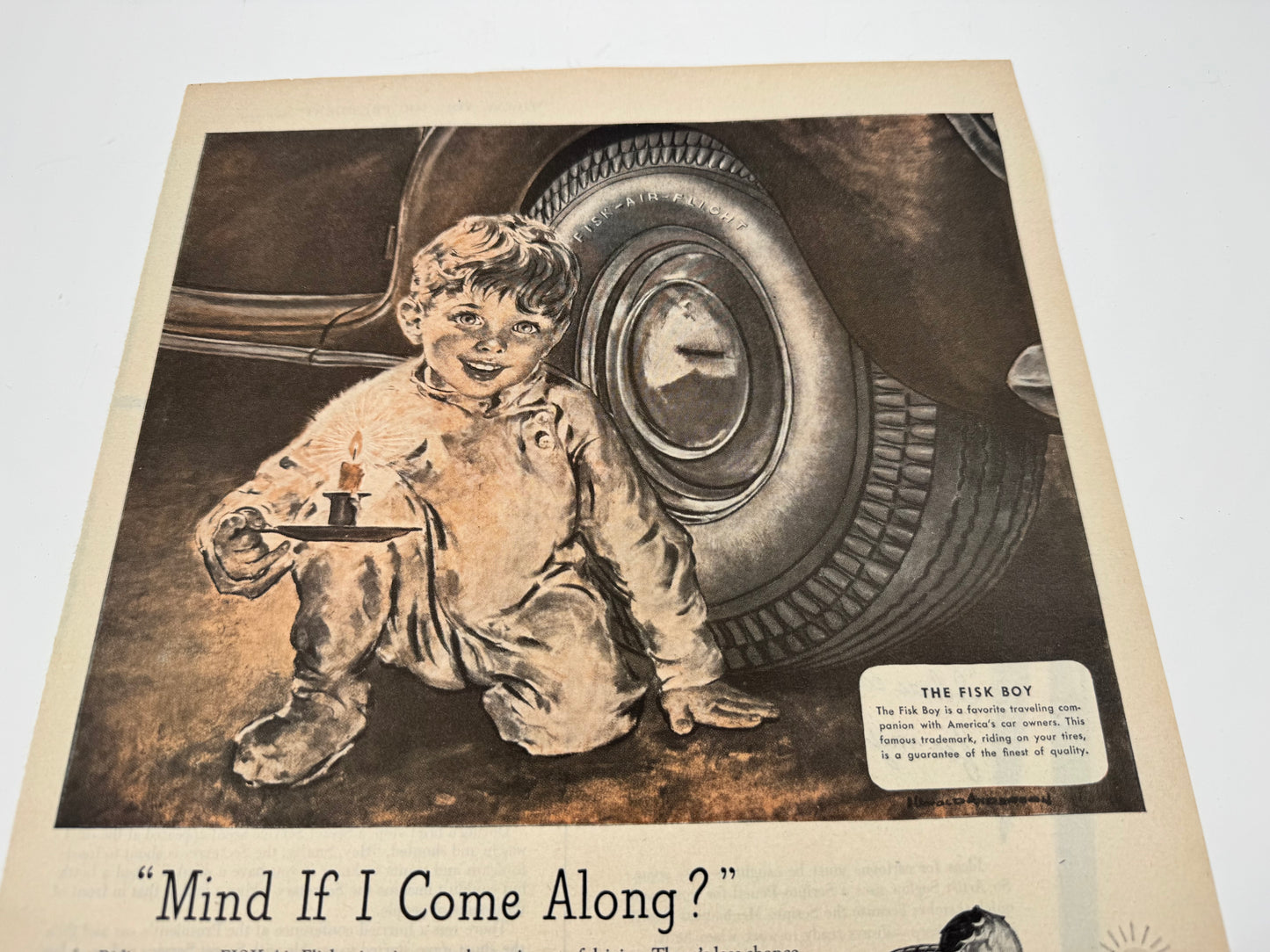 Vintage Fisk Tires Ad Large Format 14” x 11” RARE