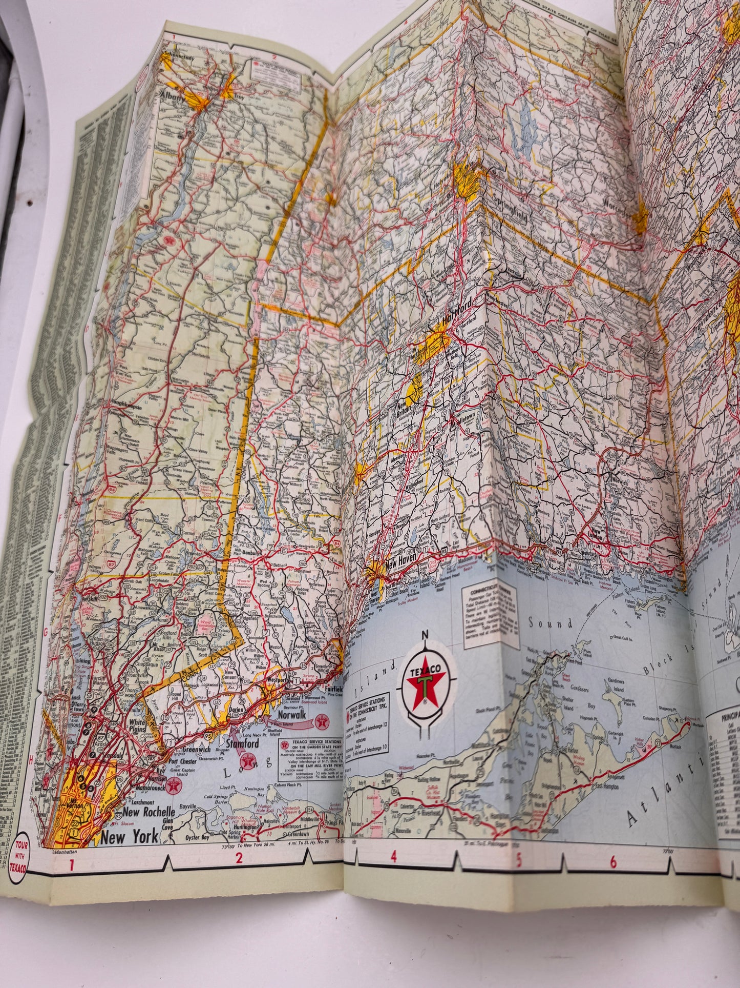 Vintage Texaco Roadmap MA CT RI 1950s NOS