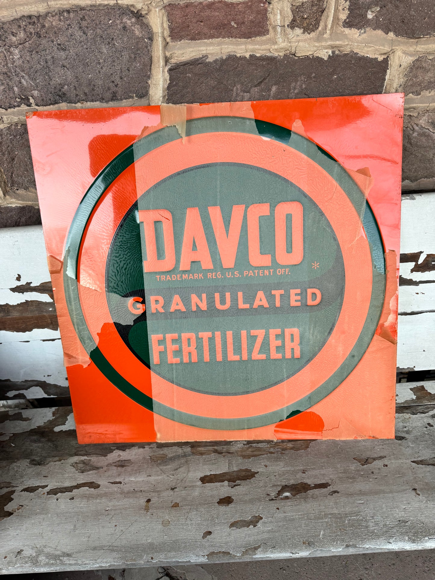 Vintage Sign Davco Fertilizer NOS 26” x 26”