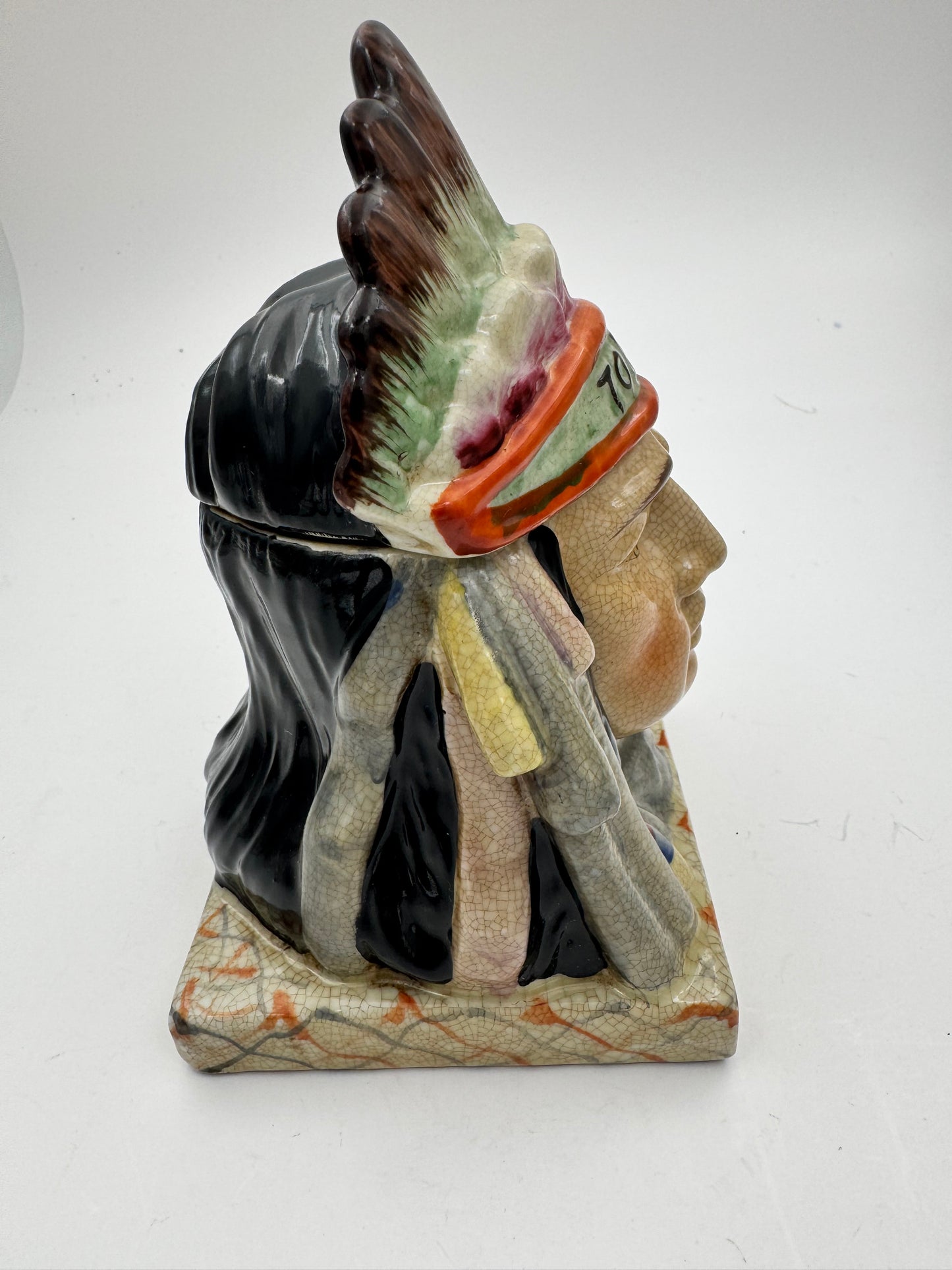 Vintage Tobacco Humidor Majolica Native American