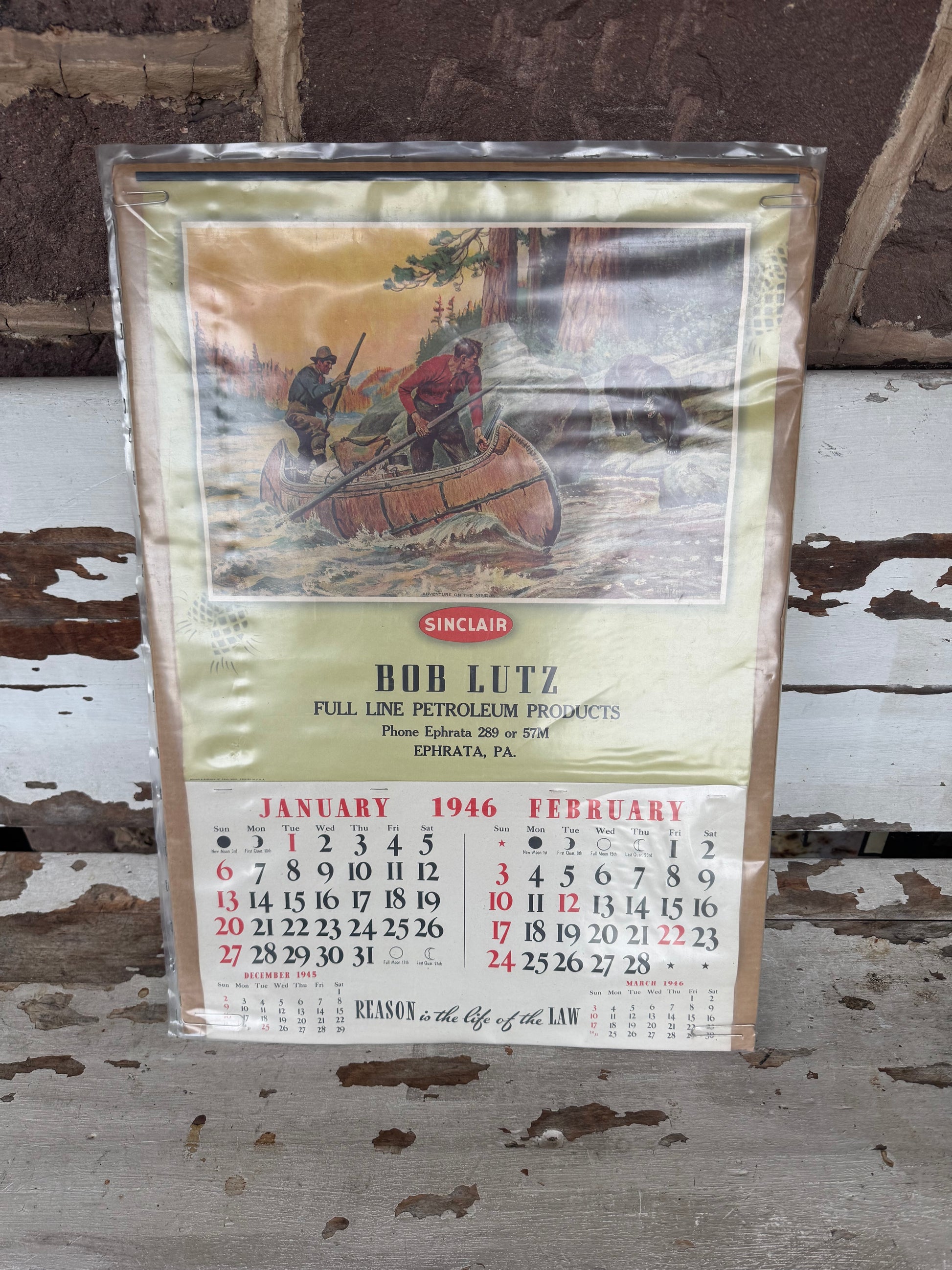 vintage sinclair oil co calender 1946