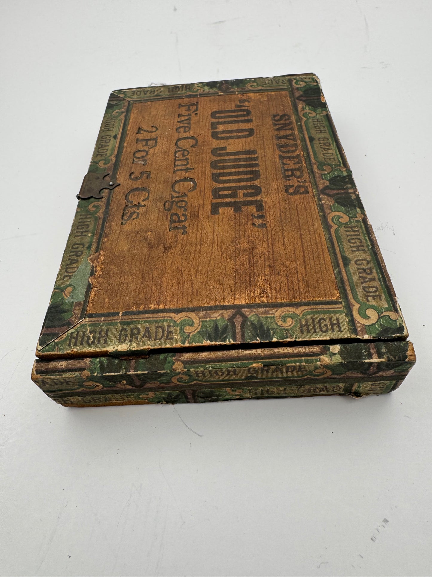 Vintage Cigar Box The Judge Wood 1900s Broken Lid