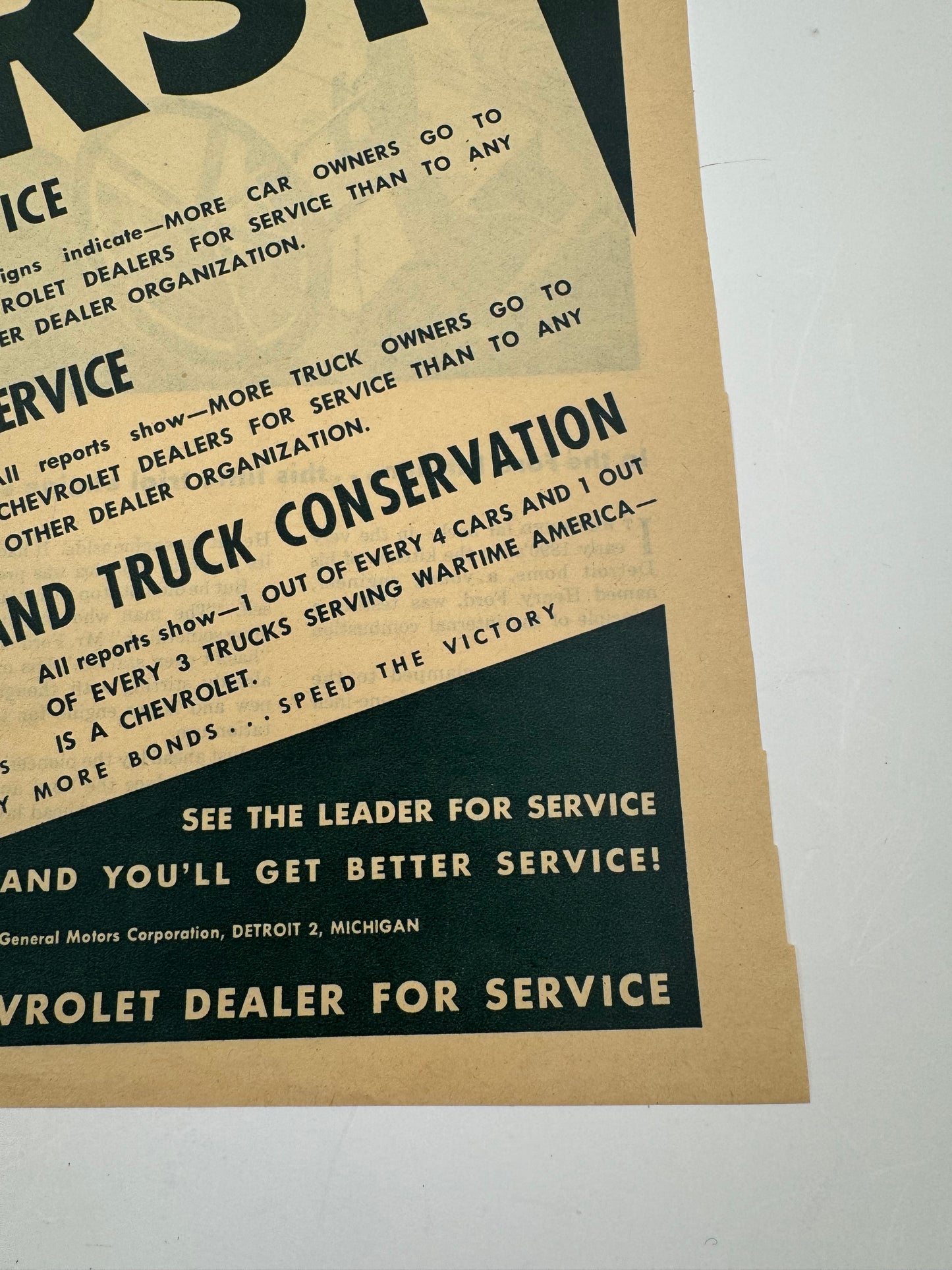 Vintage Chevrolet Super Service Ad Print