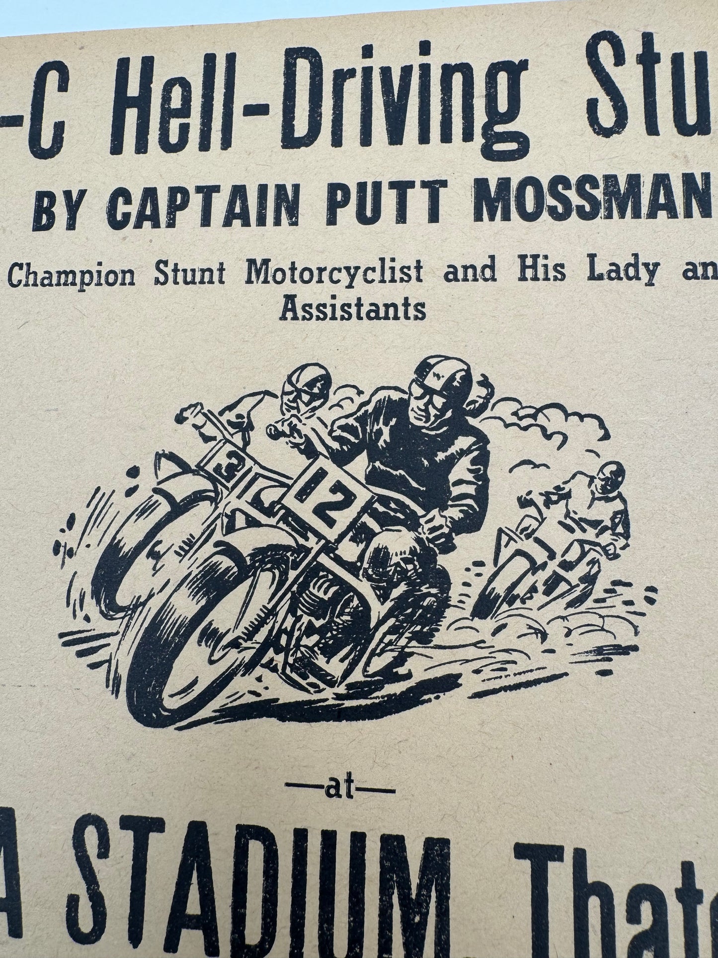 Vintage Motorcycle Stunt Driving Ad