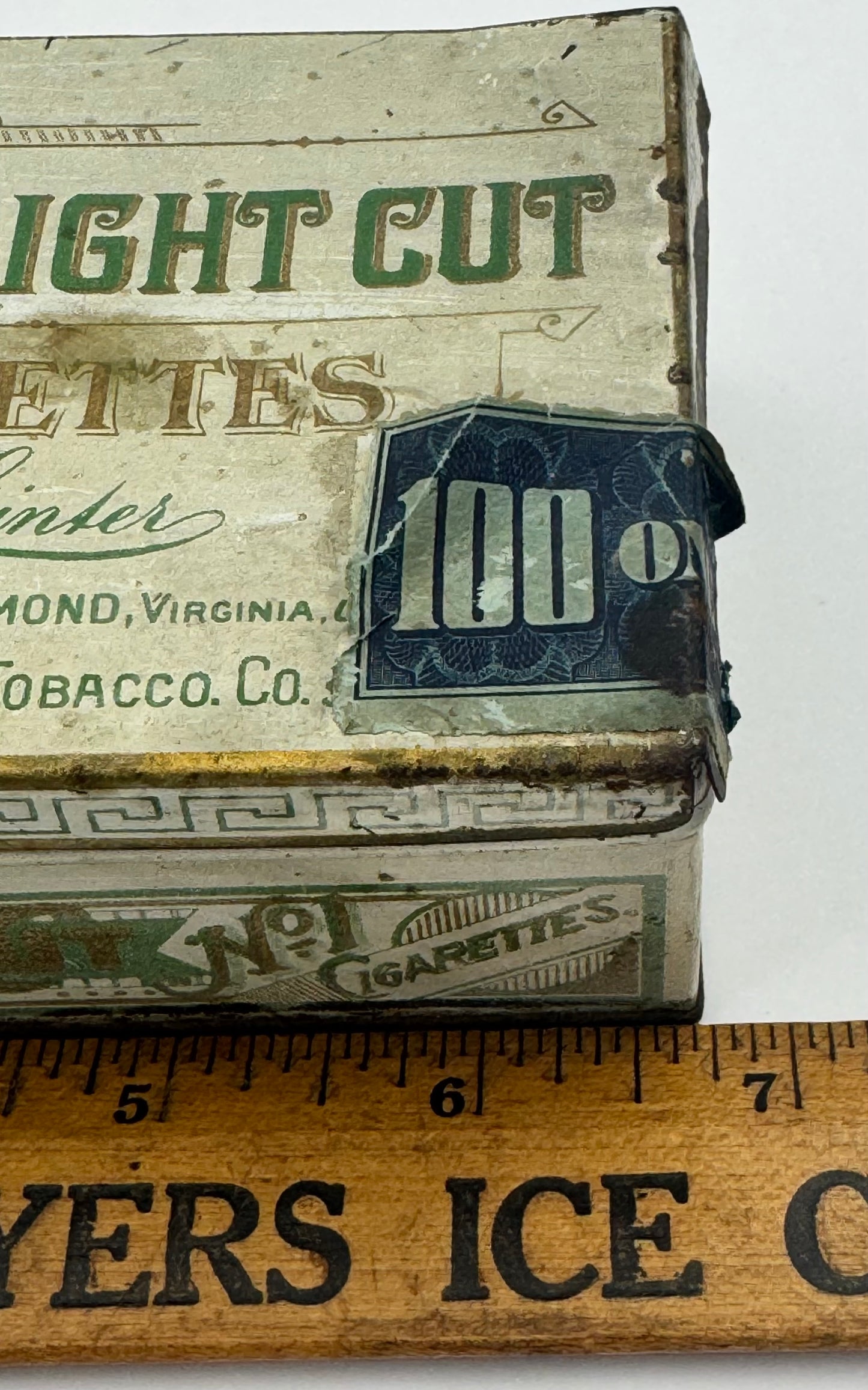 Vintage Tobacco Tin The Richmond Straight Cut 100 Pieces Empty