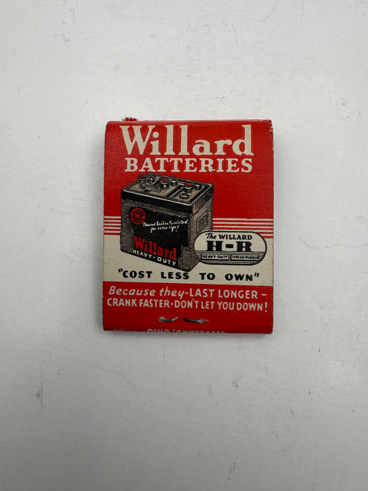 Vintage Matchbook Willard Batteries Full