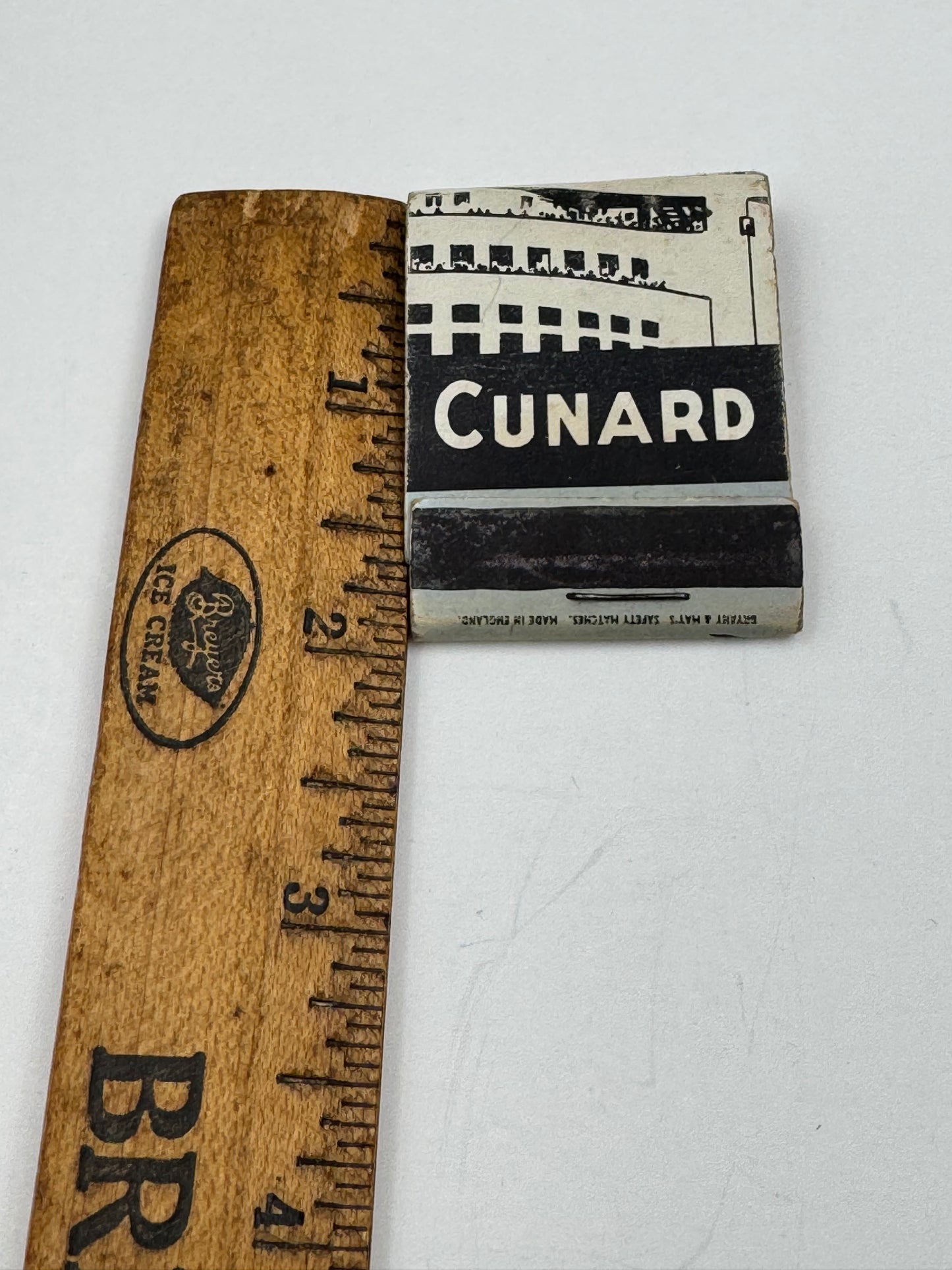 Vintage Matchbook Cunard Cool Ship Stack Graphic NOS