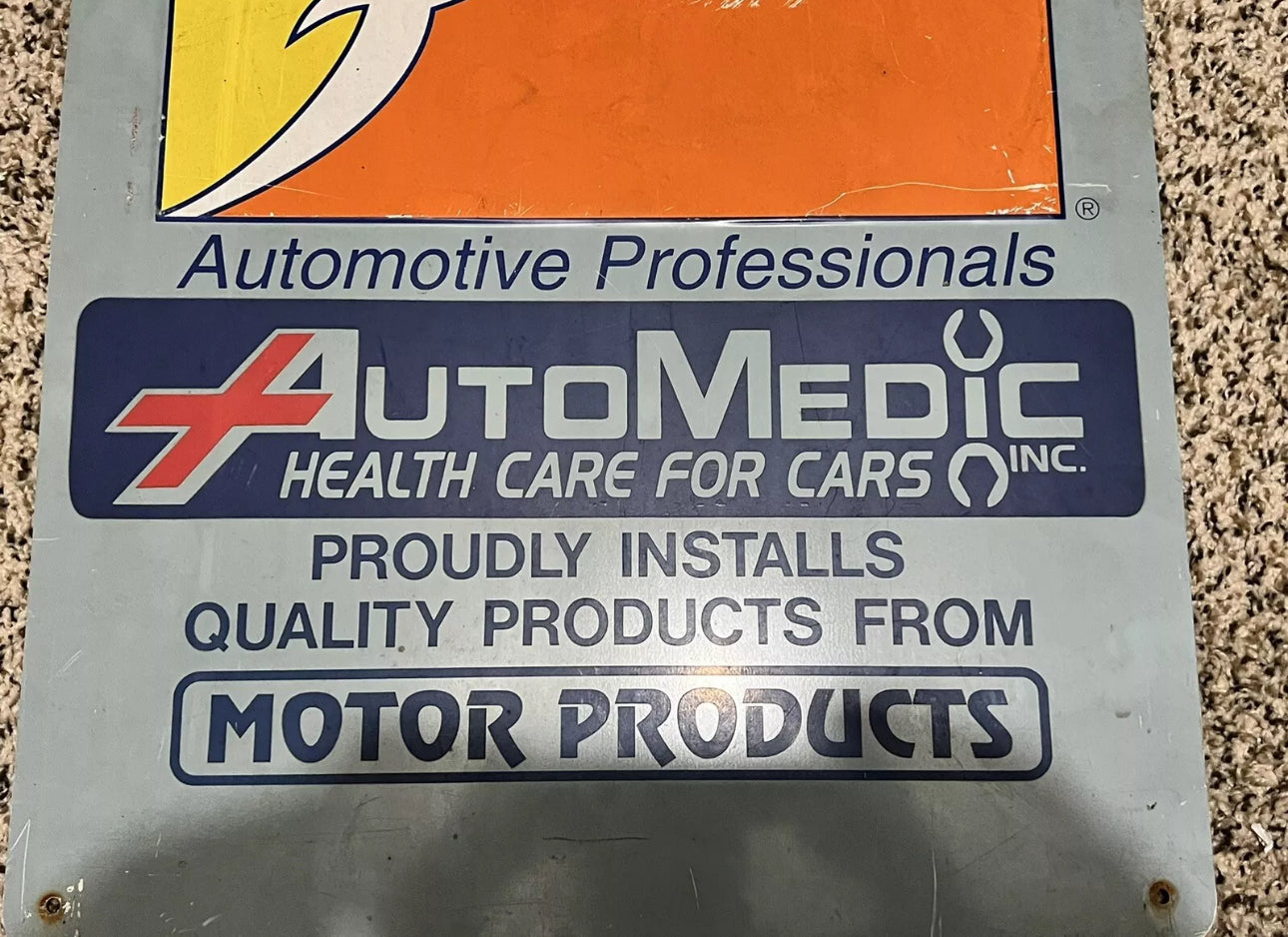 Vintage Federated Motor Parts Sign Embossed RARE 1990