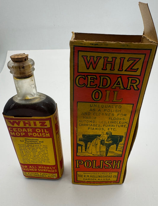 Vintage Whiz Cedar Oil Bottle Full With Original Package NOS