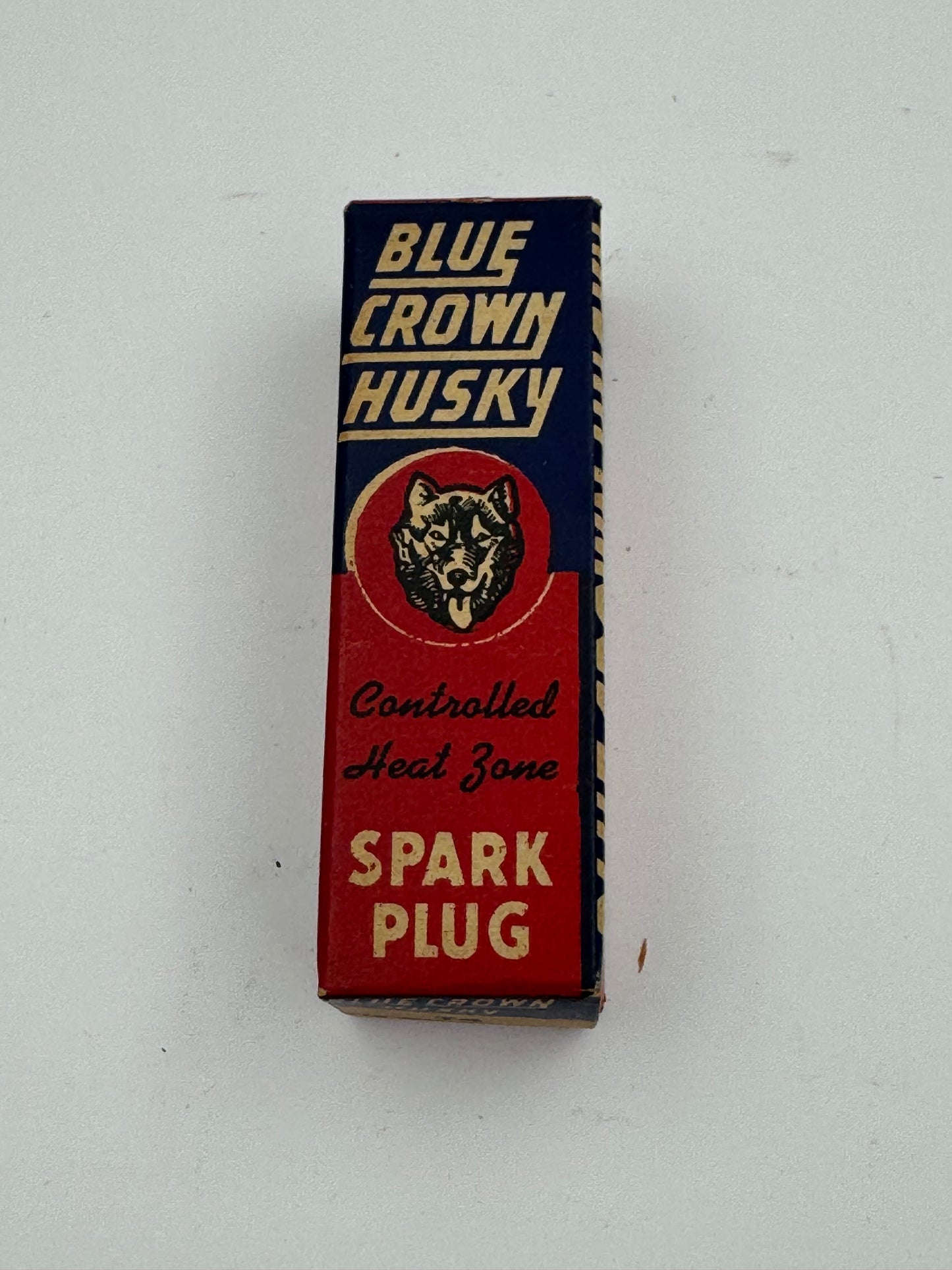 Vintage Blue Crown Husky Spark Plug