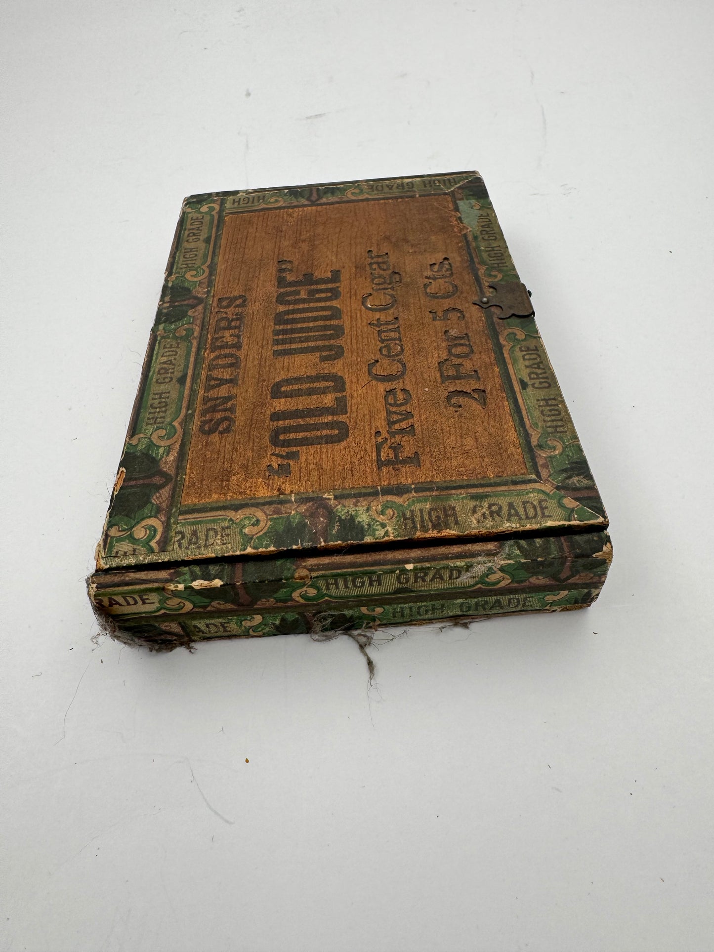 Vintage Cigar Box The Judge Wood 1900s Broken Lid
