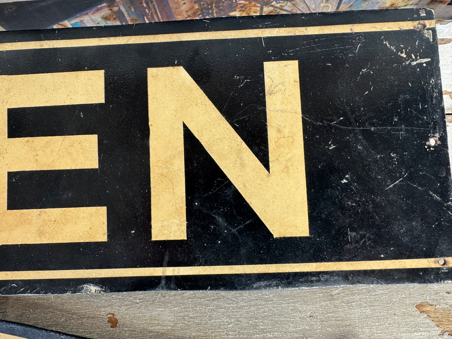 Vintage Men Sign Early Independent Gas Station