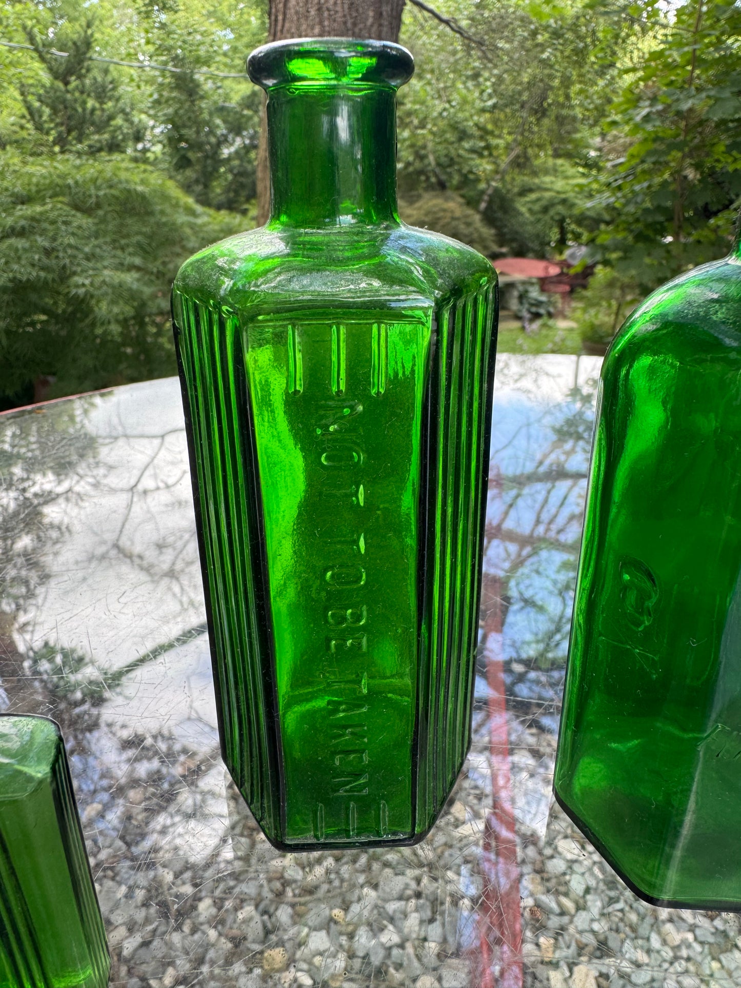 Vintage Poison Medicine Bottle Colection Green