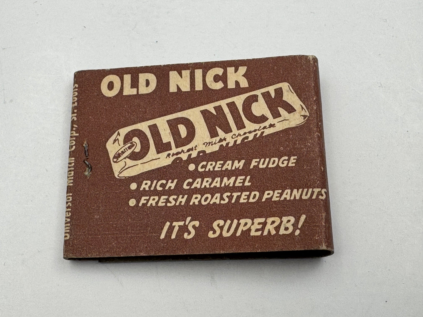 Vintage Matchbook Old Nick Candy Bar NOS Never Used.