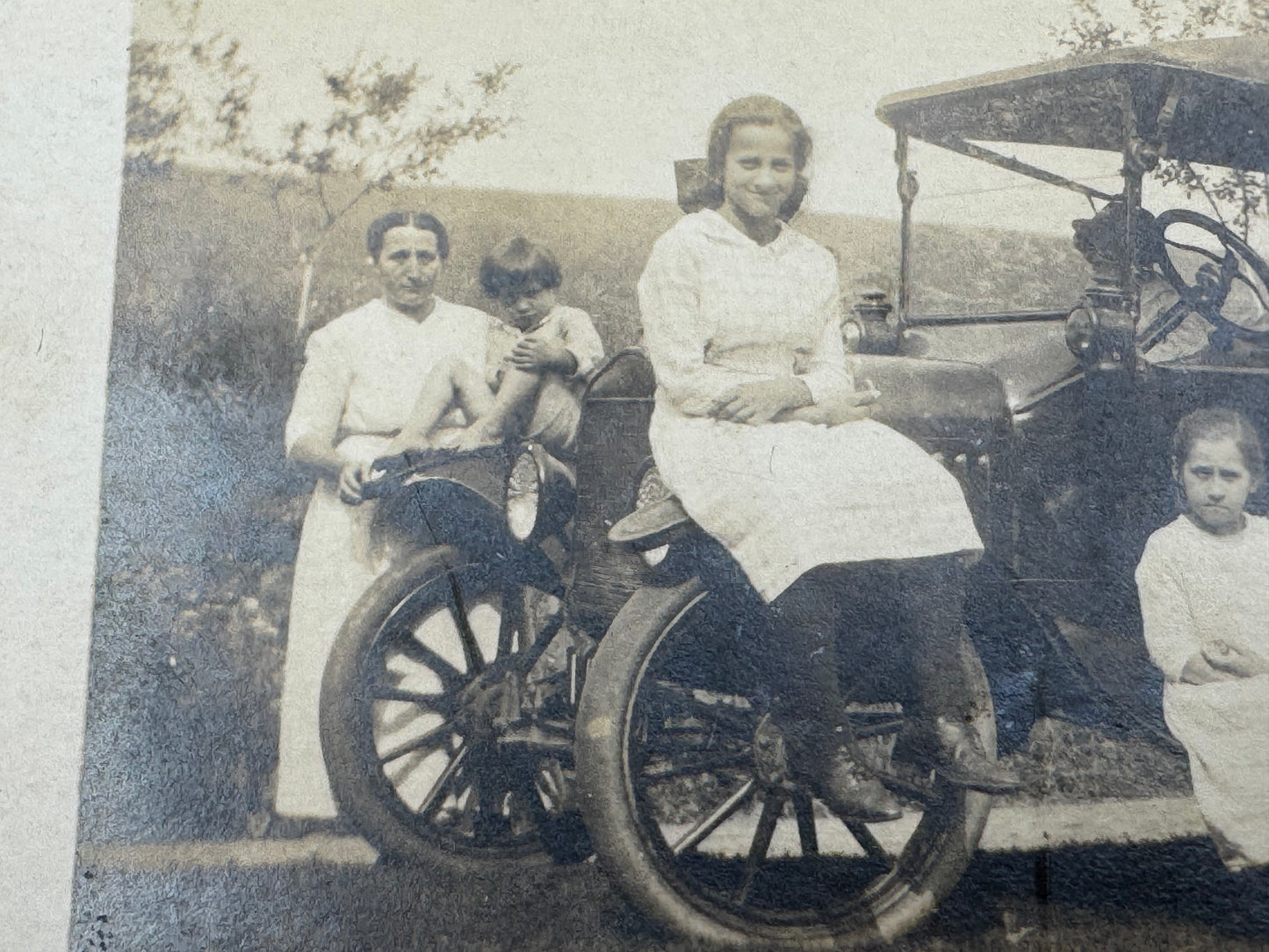 Vintage Real Photo Post Card Family Car