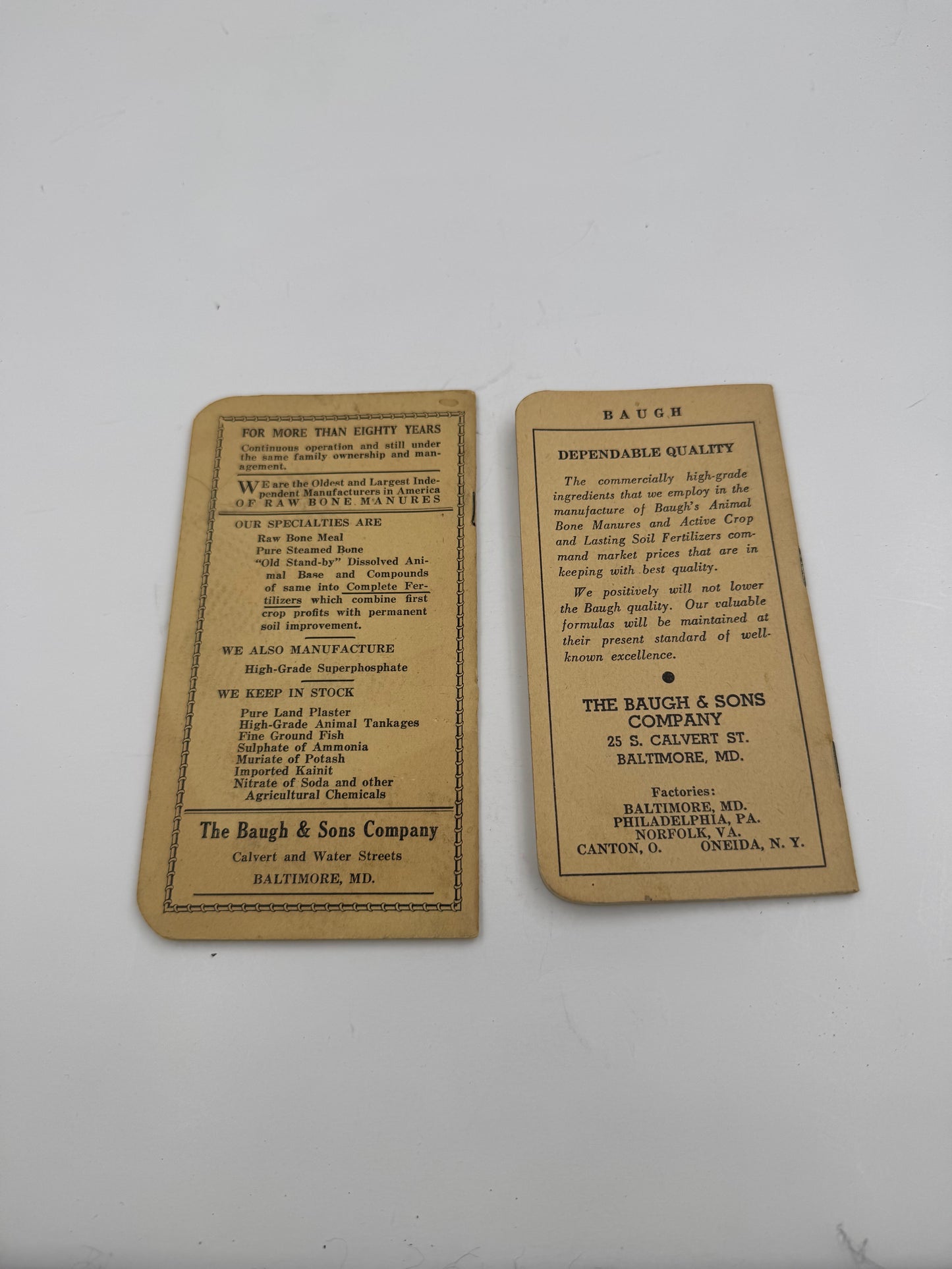 Vintage Baugh & Sons Notebook Farmers.