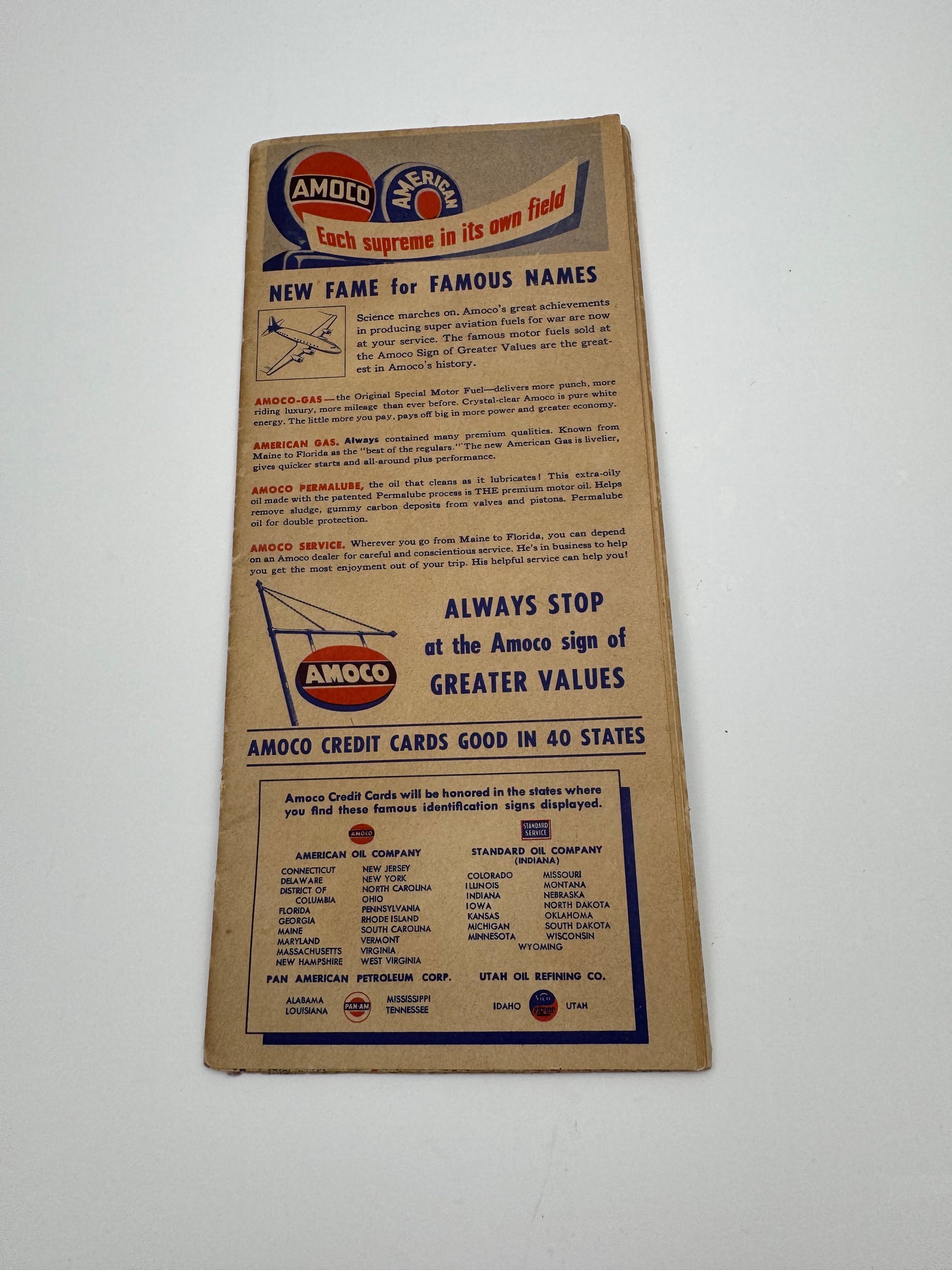 Vintage Road Map Amoco 1945 Georgia, Alabama￼