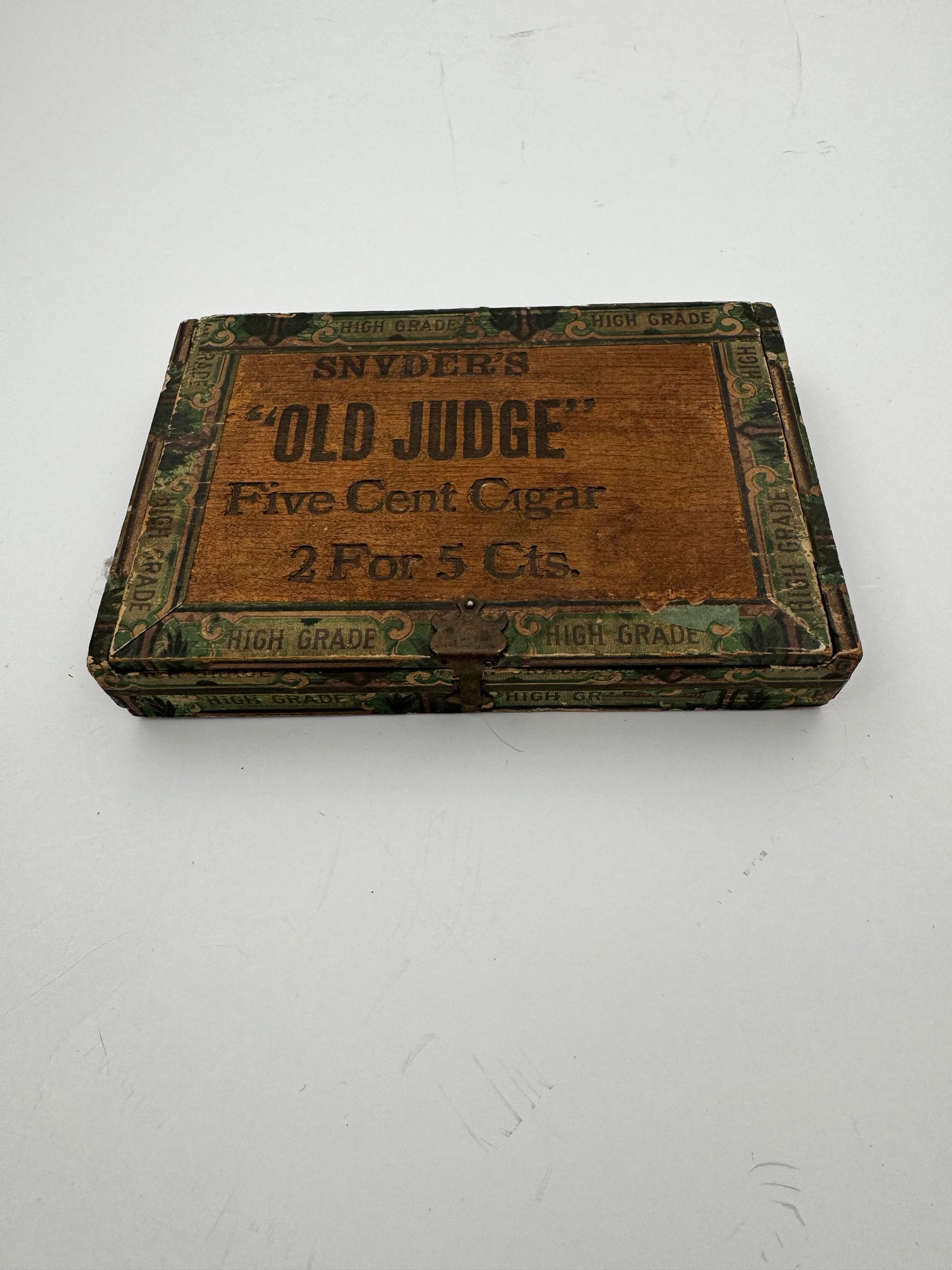 Vintage Cigar Box The Judge Wood 1900s Broken Lid