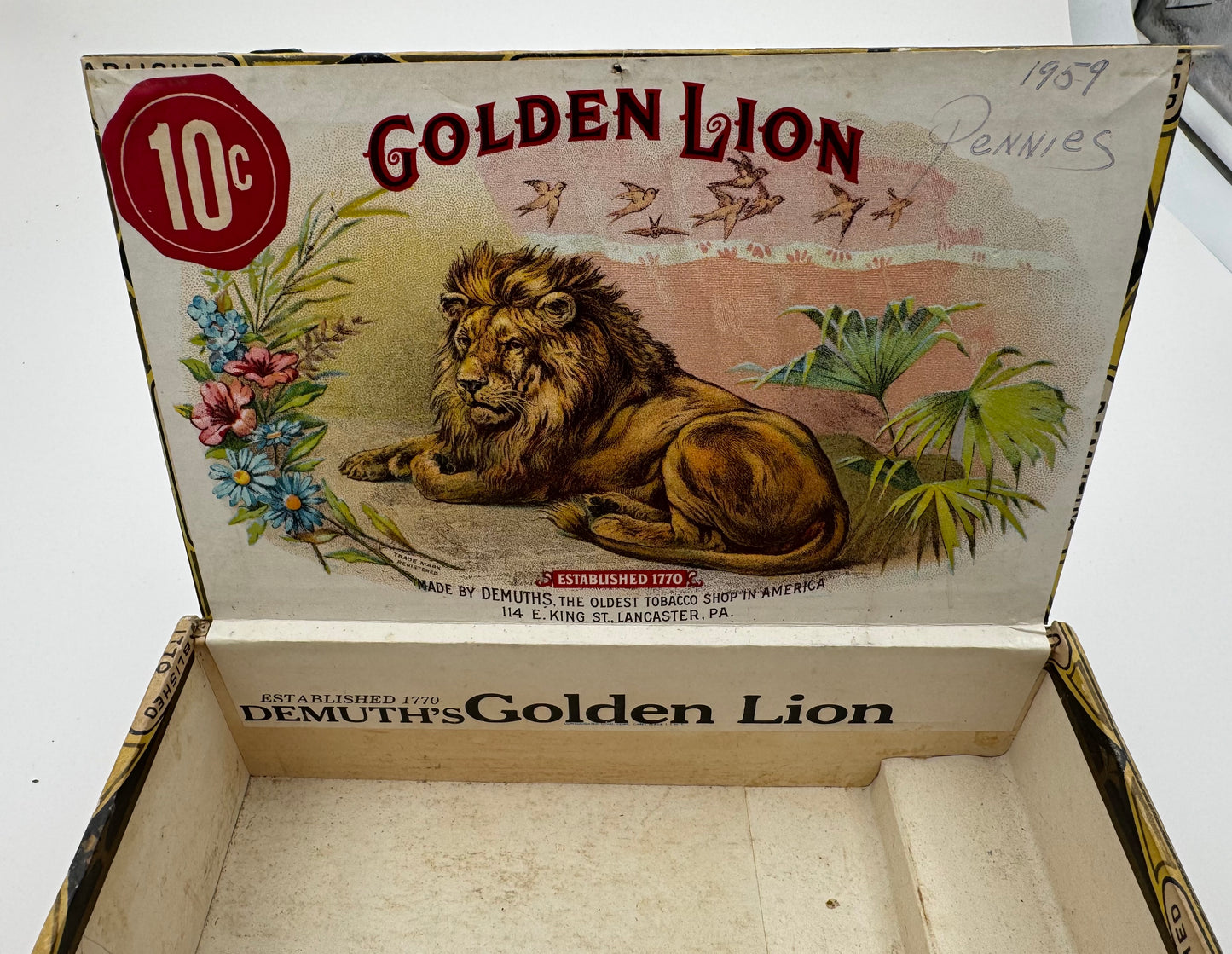 Vintage Golden Lion Cigar Box Demuth’s