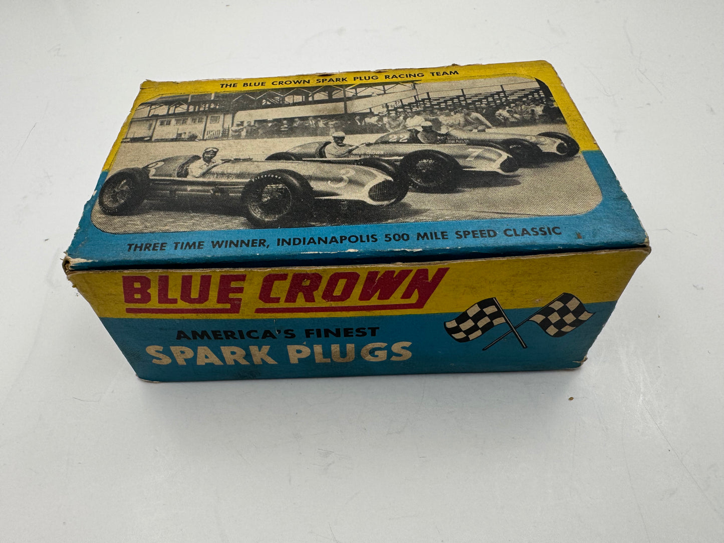 Vintage Blue Crown Spark Plug Box