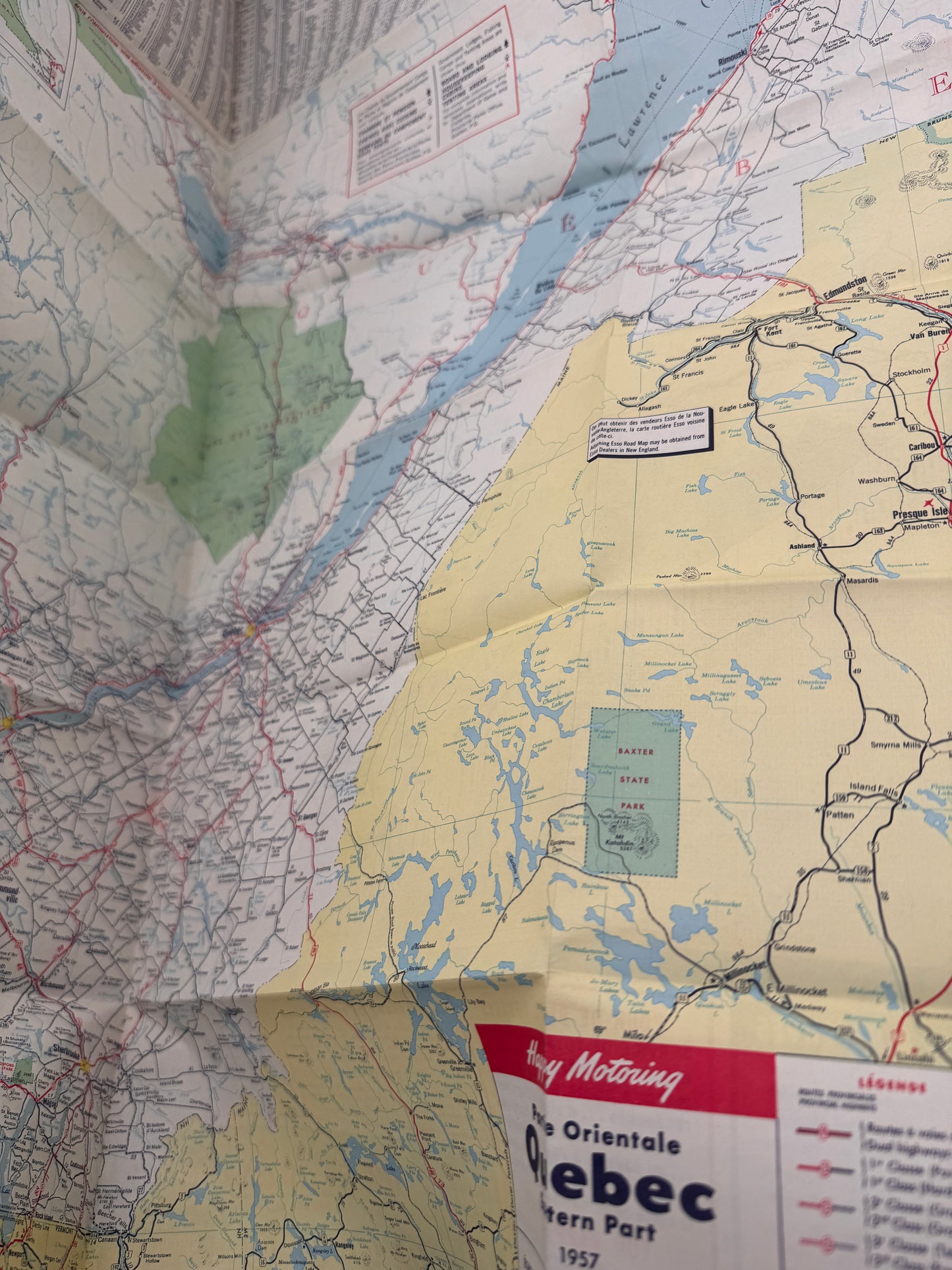 Vintage Esso Roadmap Quebec 1957 New Old Stock