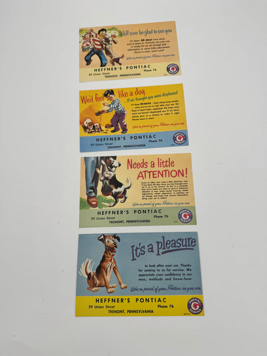 Vintage Pontiac Ink Blotters Featuring Dogs NOS Lot of 4