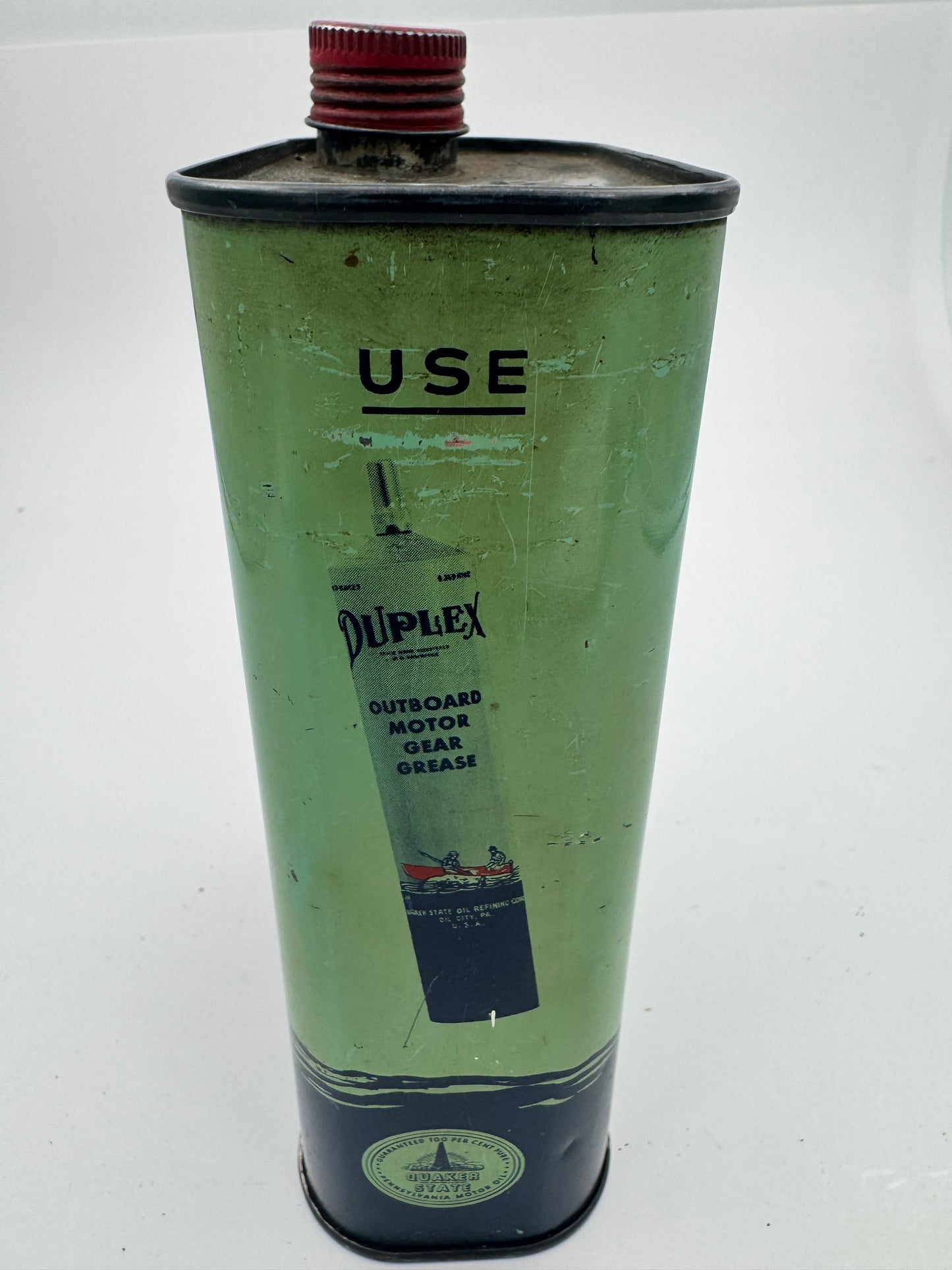 Vintage Duplex Outboard Oil Can Full