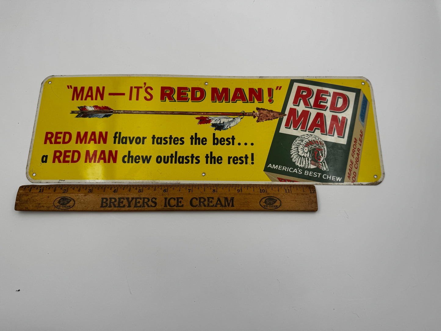 Vintage Redman Tobacco Sign Tin Minty