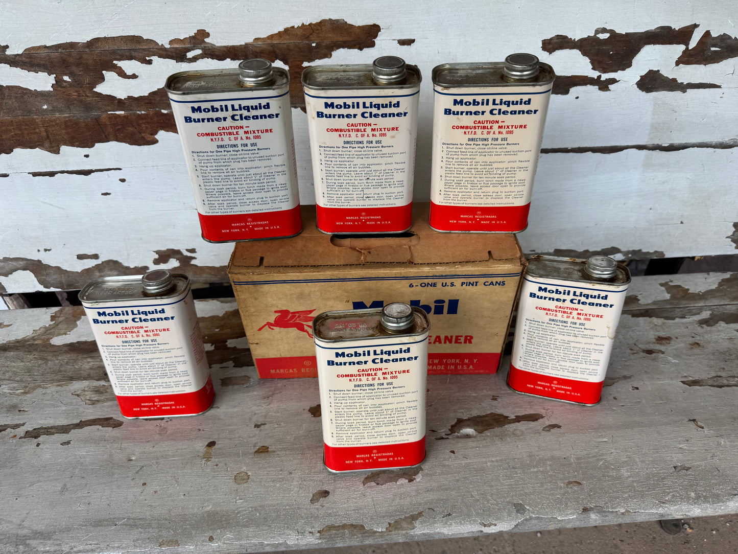 Vintage Mobil Oil Can Burner Cleaner OG Box