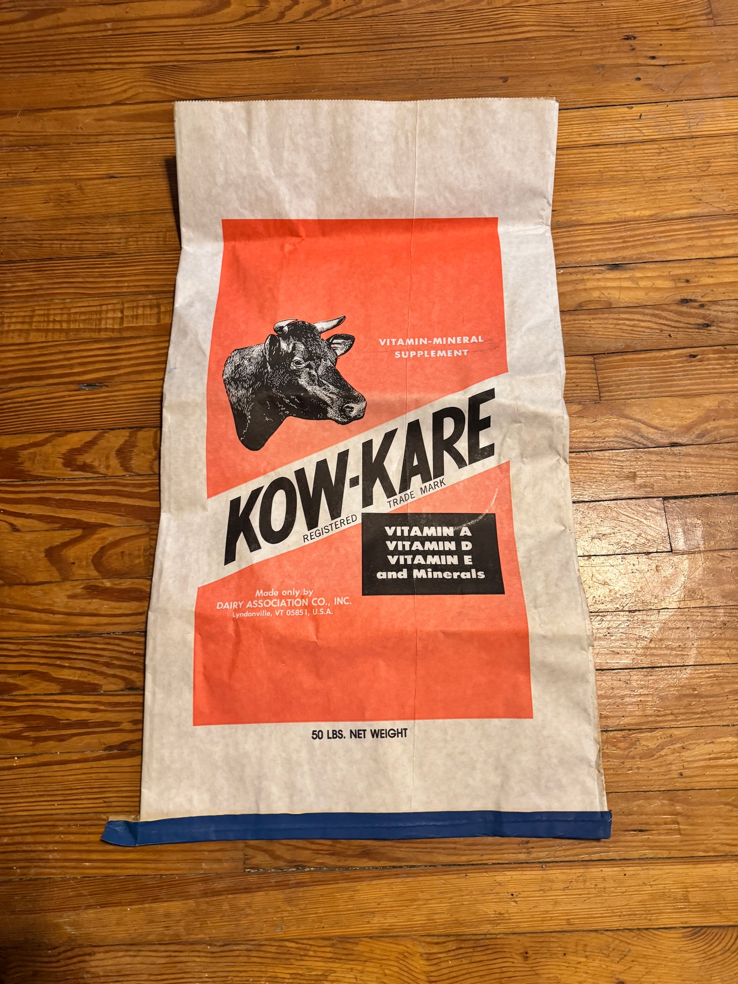 Vintage Feed Bag Kow Kare Heavy Cardstock