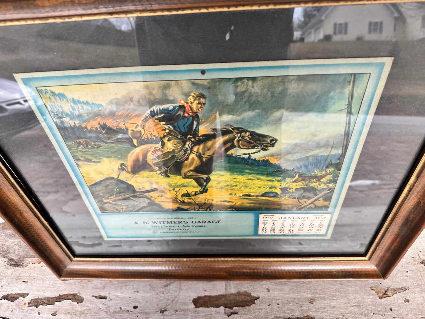 Vintage Service Station Calendar 1940 Intact Farmersville, PA.