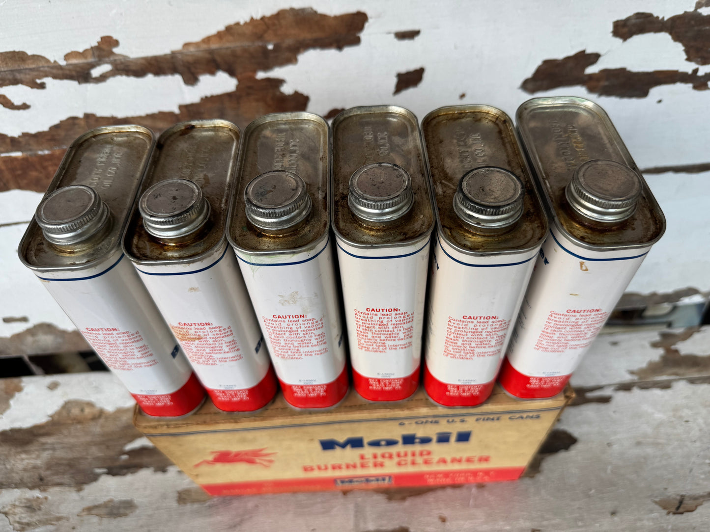 Vintage Mobil Oil Can Burner Cleaner OG Box
