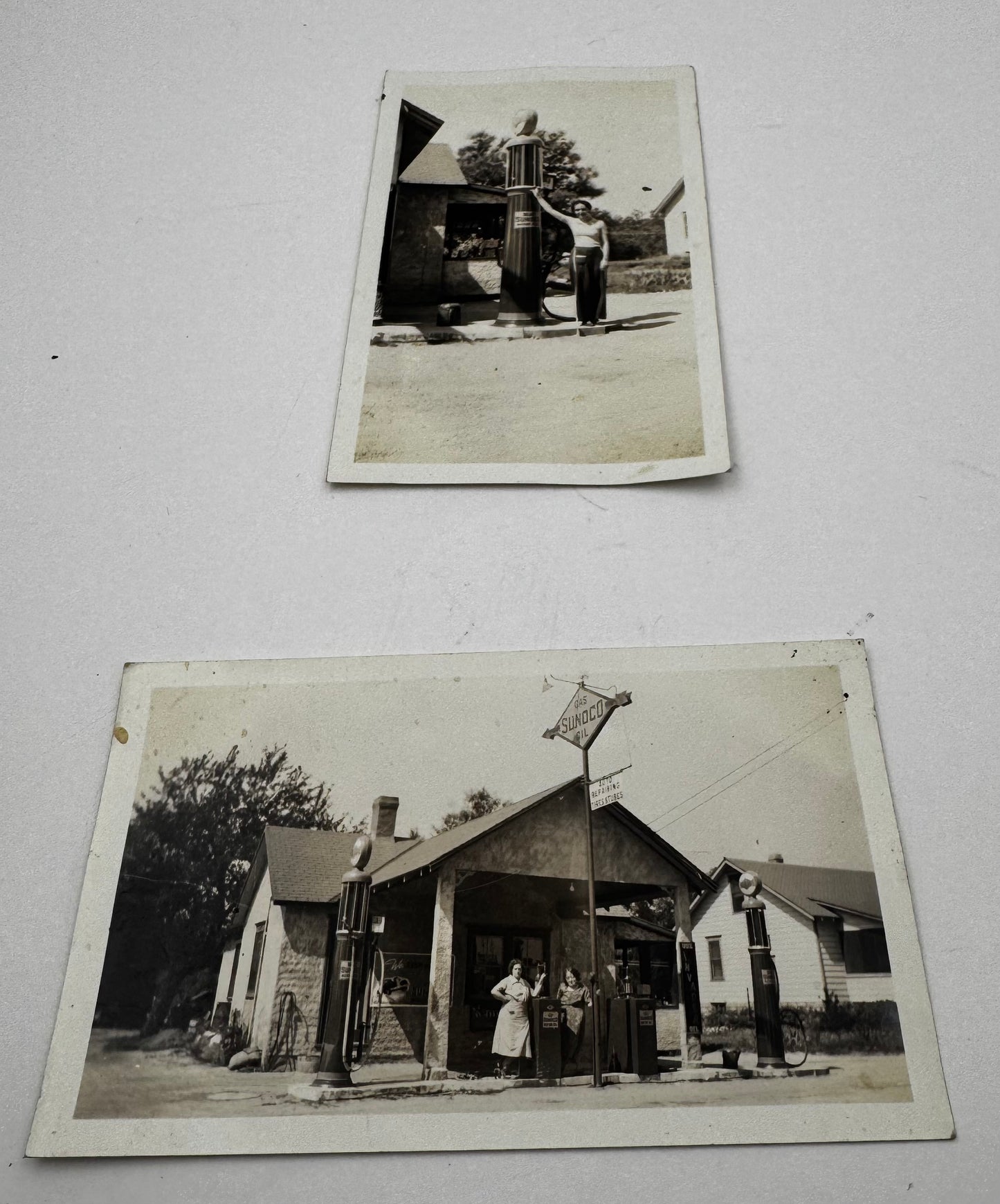 Vintage Gas Station Photos With Women Lot of 2