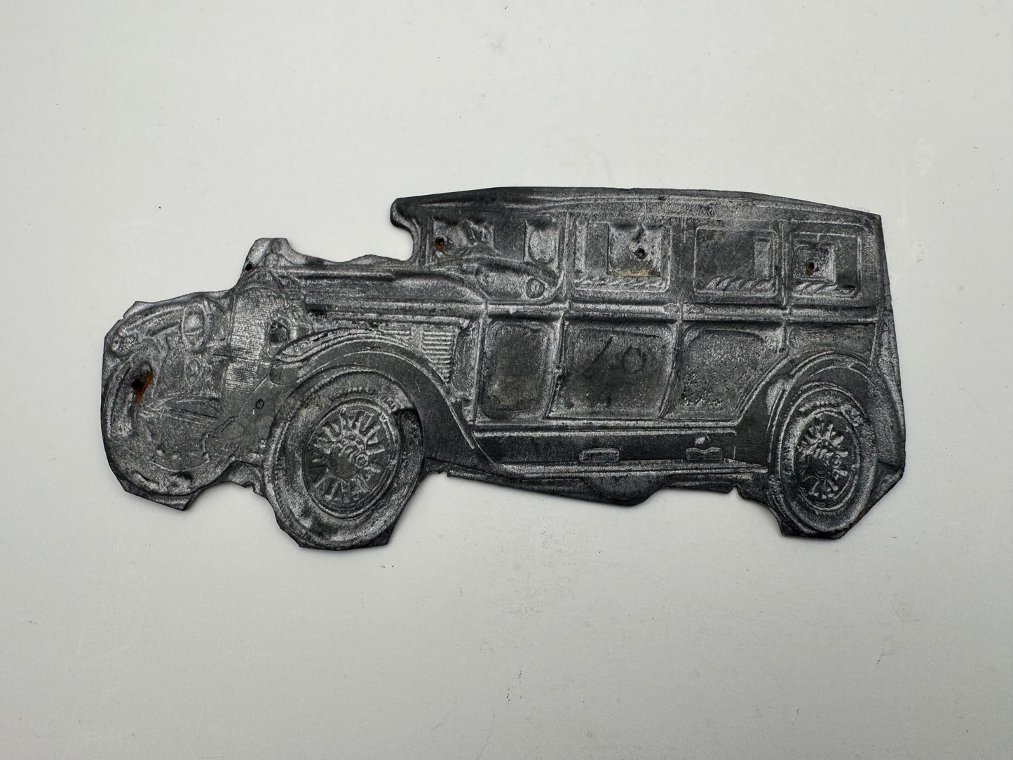 Vintage Automobile Print Block 1930s Left Facing Large