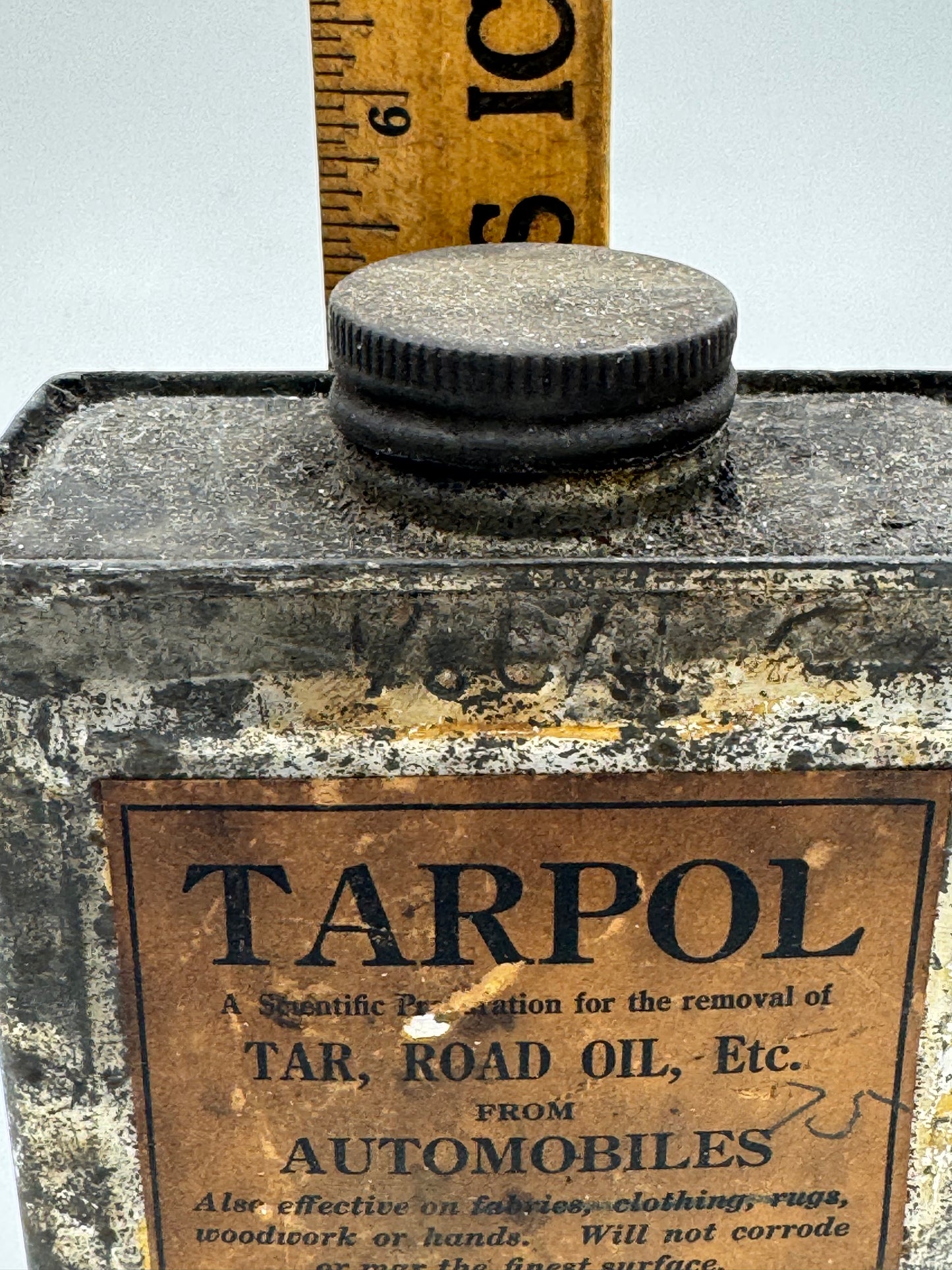 Vintage Tarpol Can Paper Label Grease Tar Remover