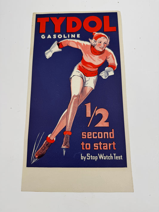 Vintage Tydol Gasoline Broadside Ad Rare Minty