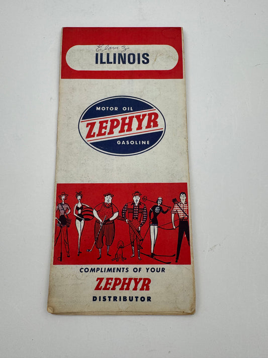 Vintage Zephyr Gasoline Roadmap Illinois, ￼1971 Used Rare