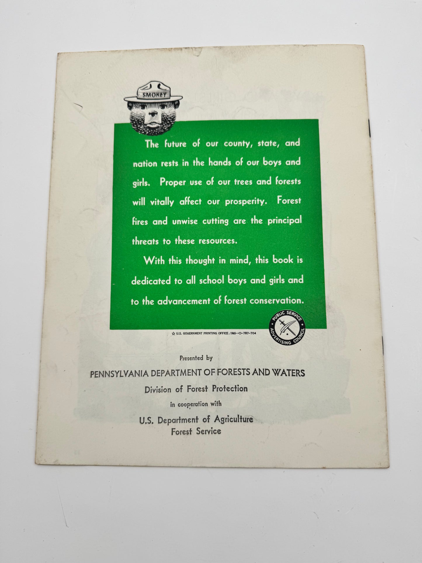 Vintage Smokey Bear Story Of The Forest Booklet