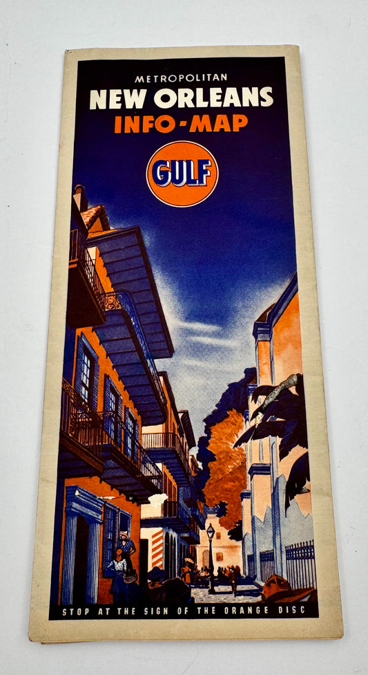 Vintage Gulf Oil Info Map New Orleans 1941