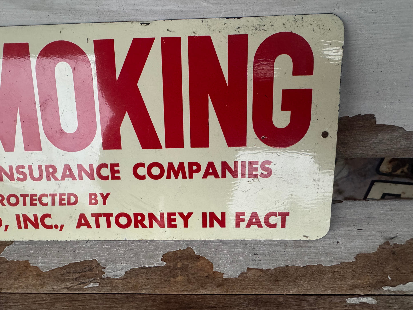 Vintage No Smoking Sign Tin Attorney Insurance