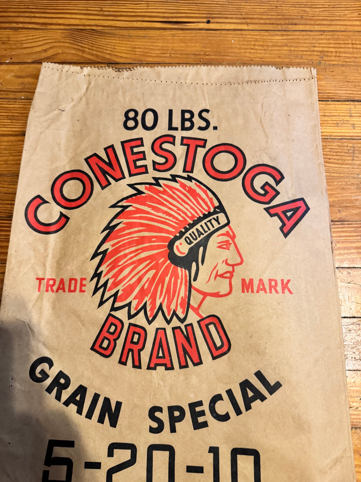 Vintage Feed Sack Paper Conestoga Brand Native American Logo