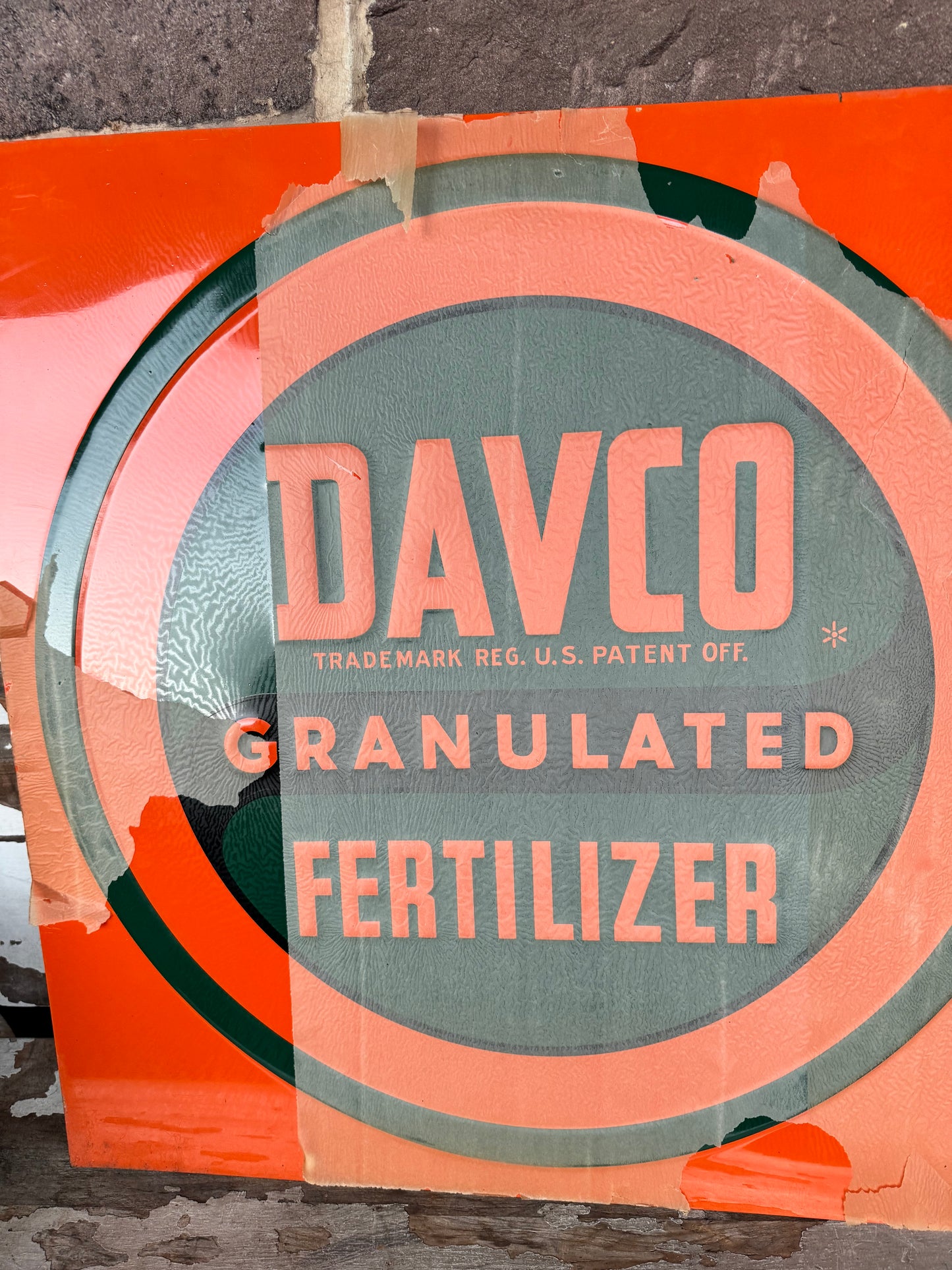 Vintage Sign Davco Fertilizer NOS 26” x 26”