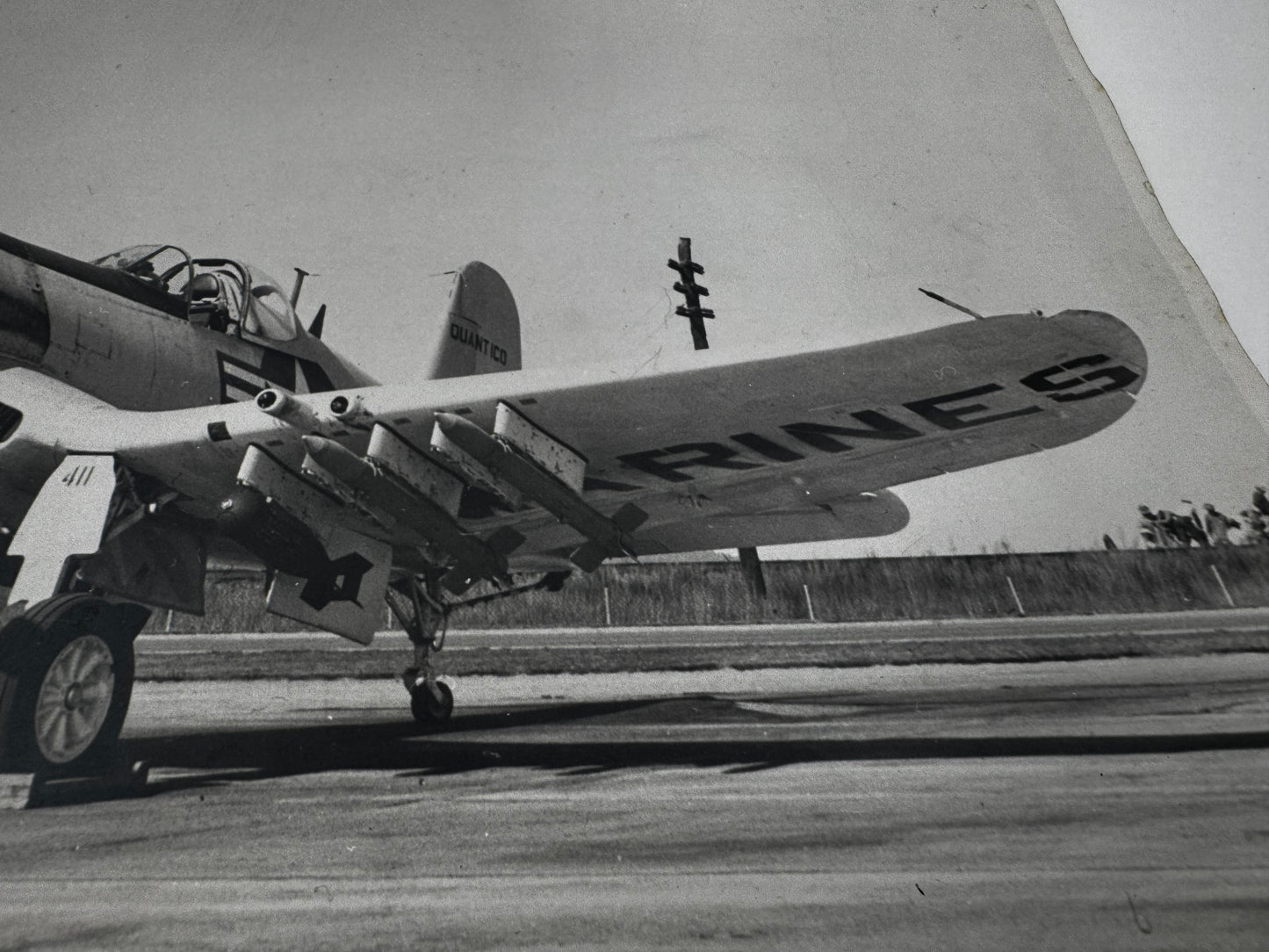Vintage US Marines Jet Photo Black and White Reprint