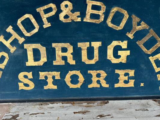 Vintage Drug Store Sign 1860 - 1880 Smaltz & Gilt Gold Paint