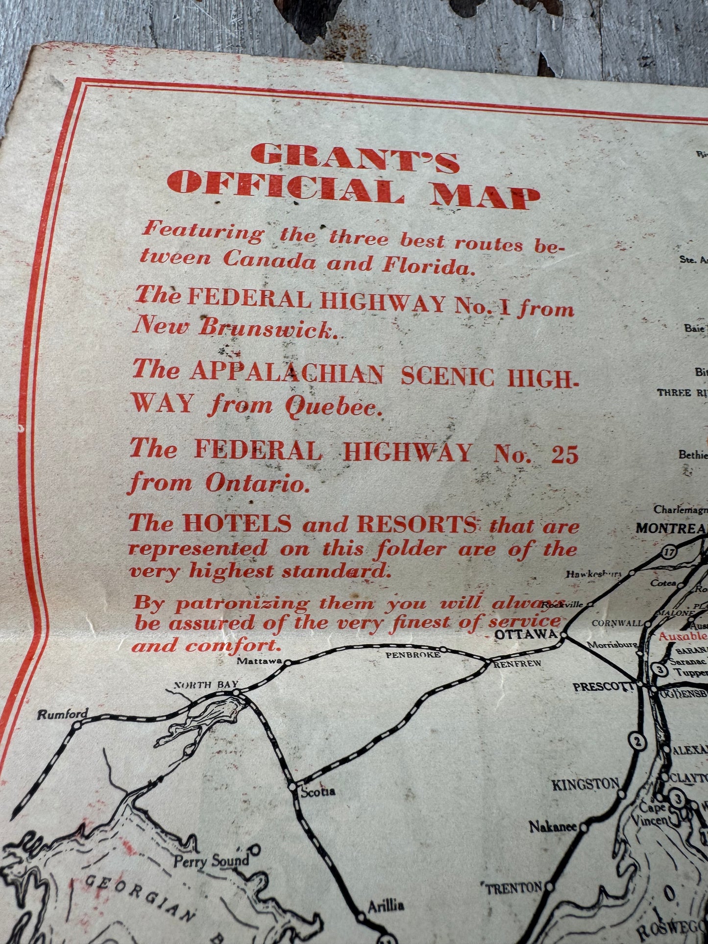 Vintage Road Map 1930 Federal Highway No 1 ME to FL.