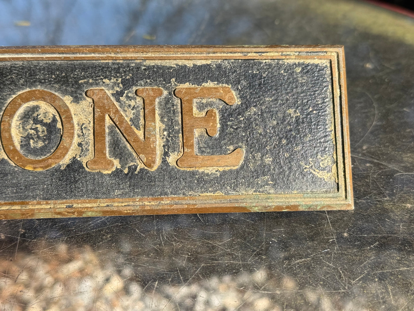 Vintage Telephone Sign Brass
