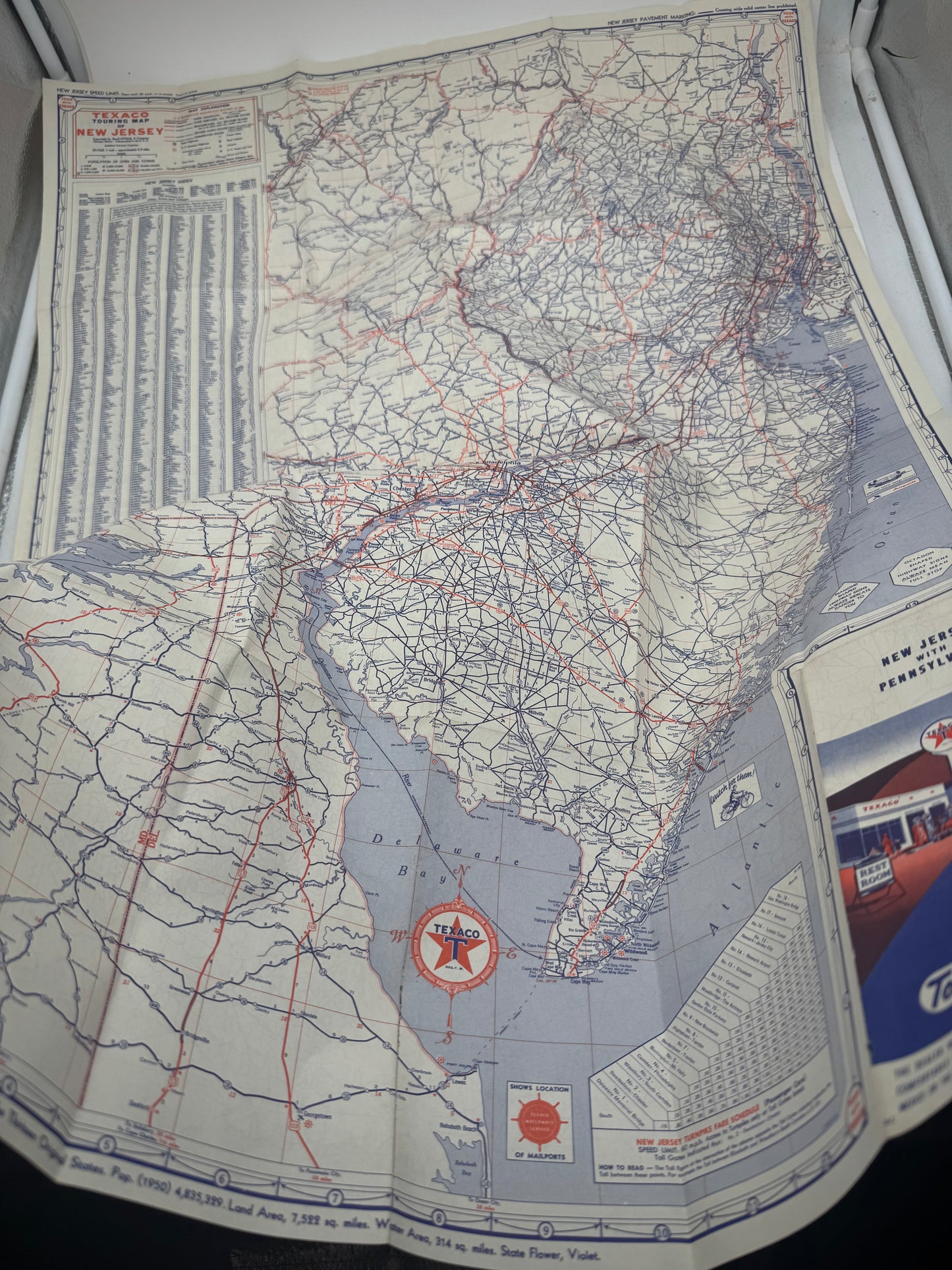 Vintage Road Map Texaco New Jersey PA NOS