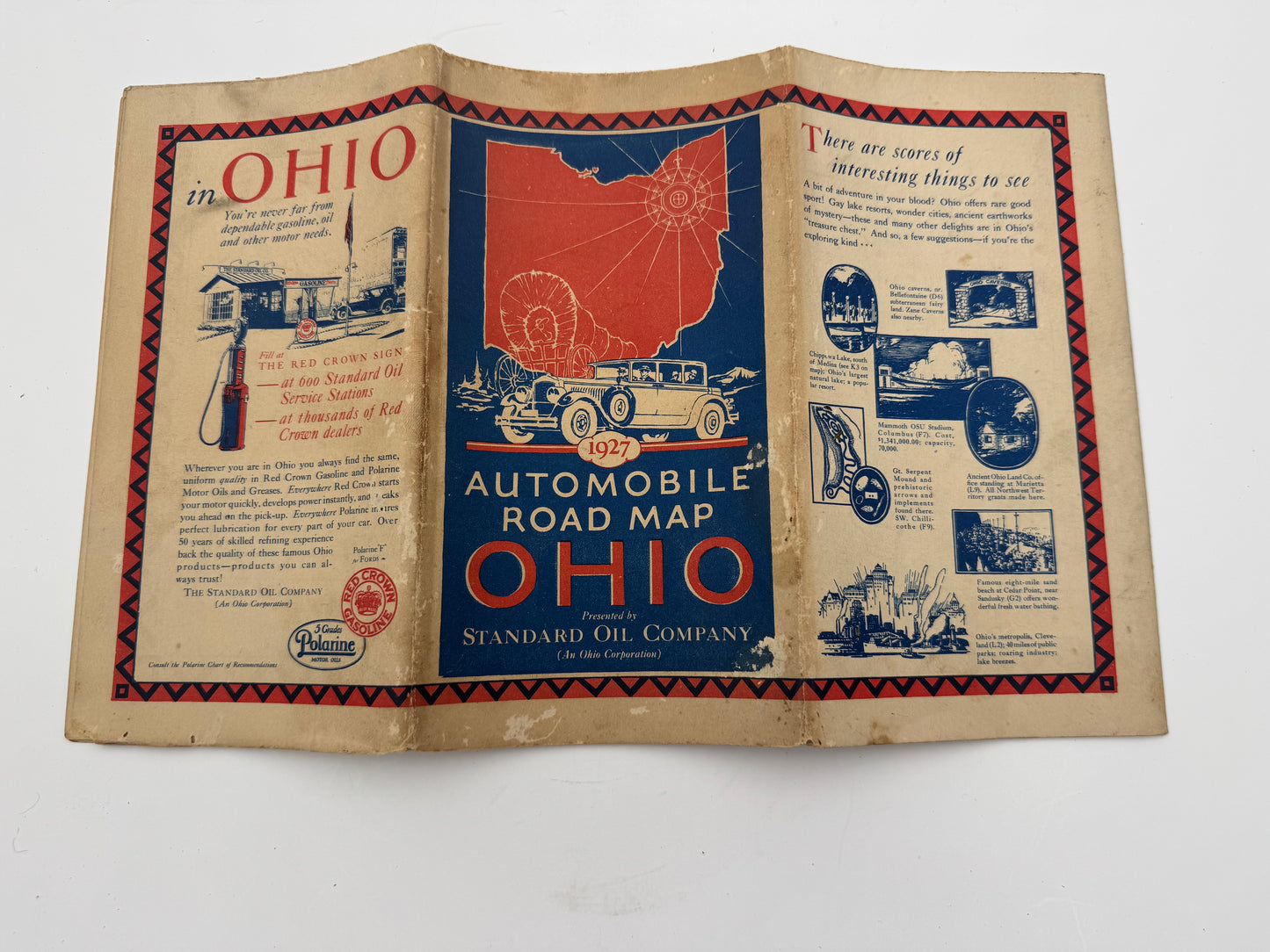 Vintage Road Map 1927 Ohio Standard Oil