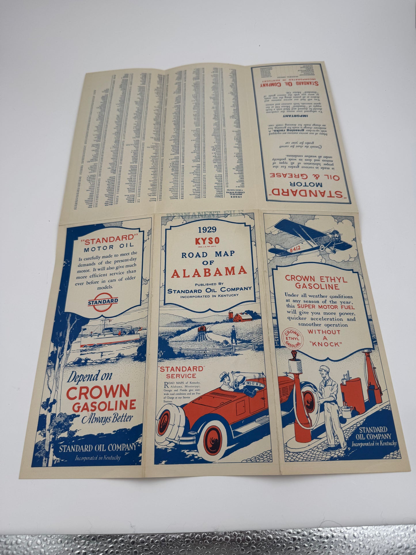 Vintage Road Map 1929 KYSO NOS Permanent File Copy