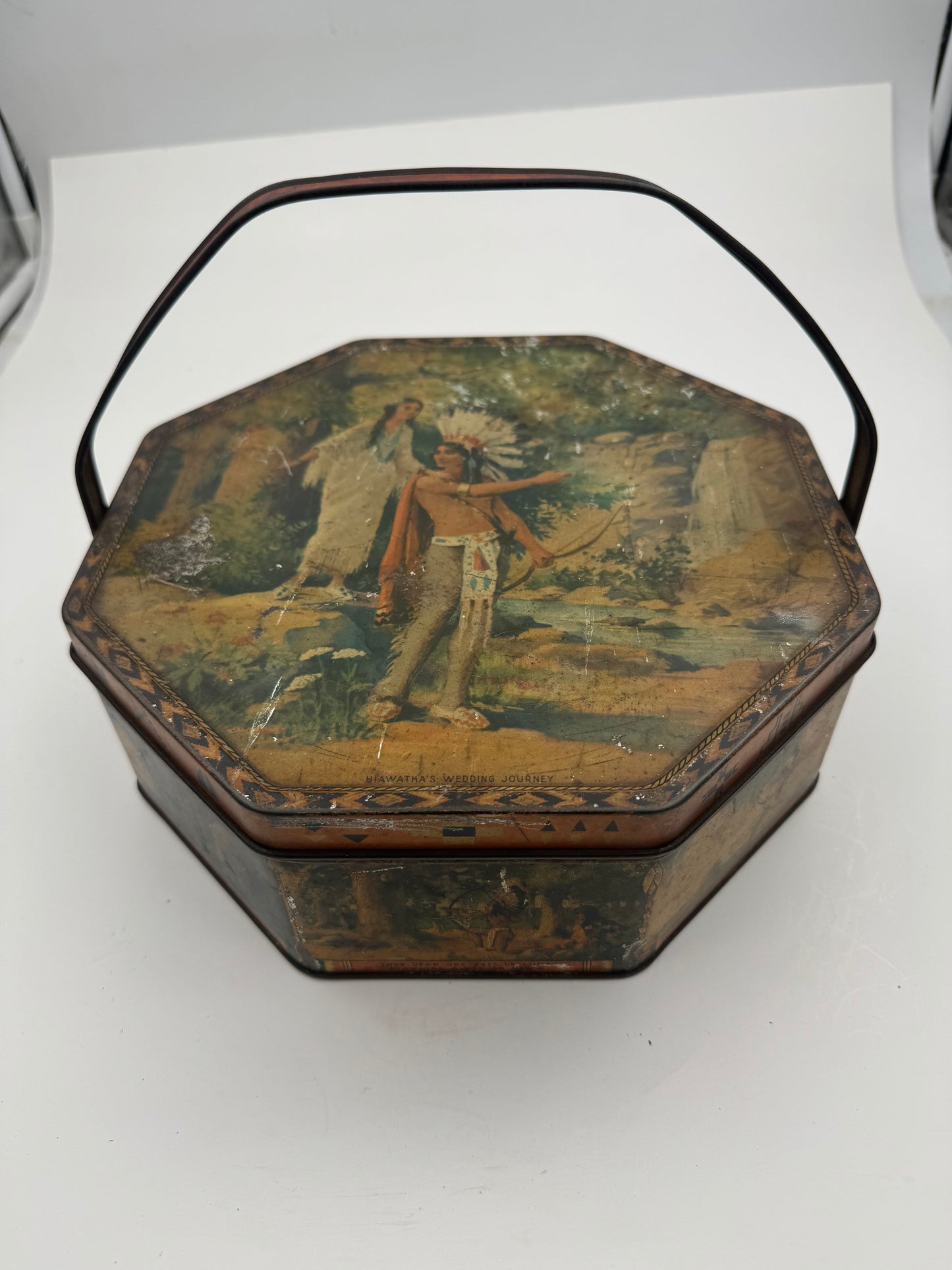Vintage Sunshine Biscuits Tin Hiawatha Journey Used
